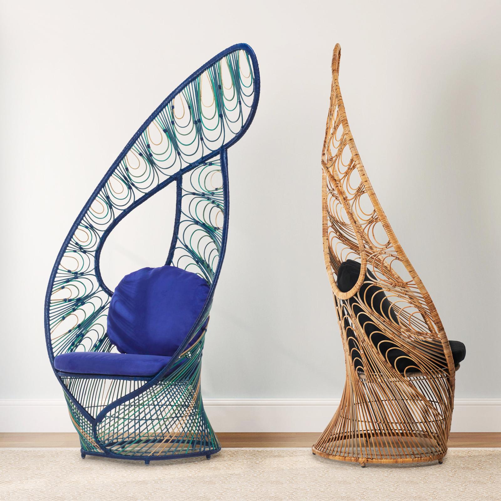 Vogelförmiger Stuhl in Blau oder Natur (Philippinisch) im Angebot