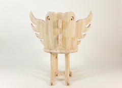 Birdy Armchair - One of a kind artist object, hand-carved, Natural mat finish