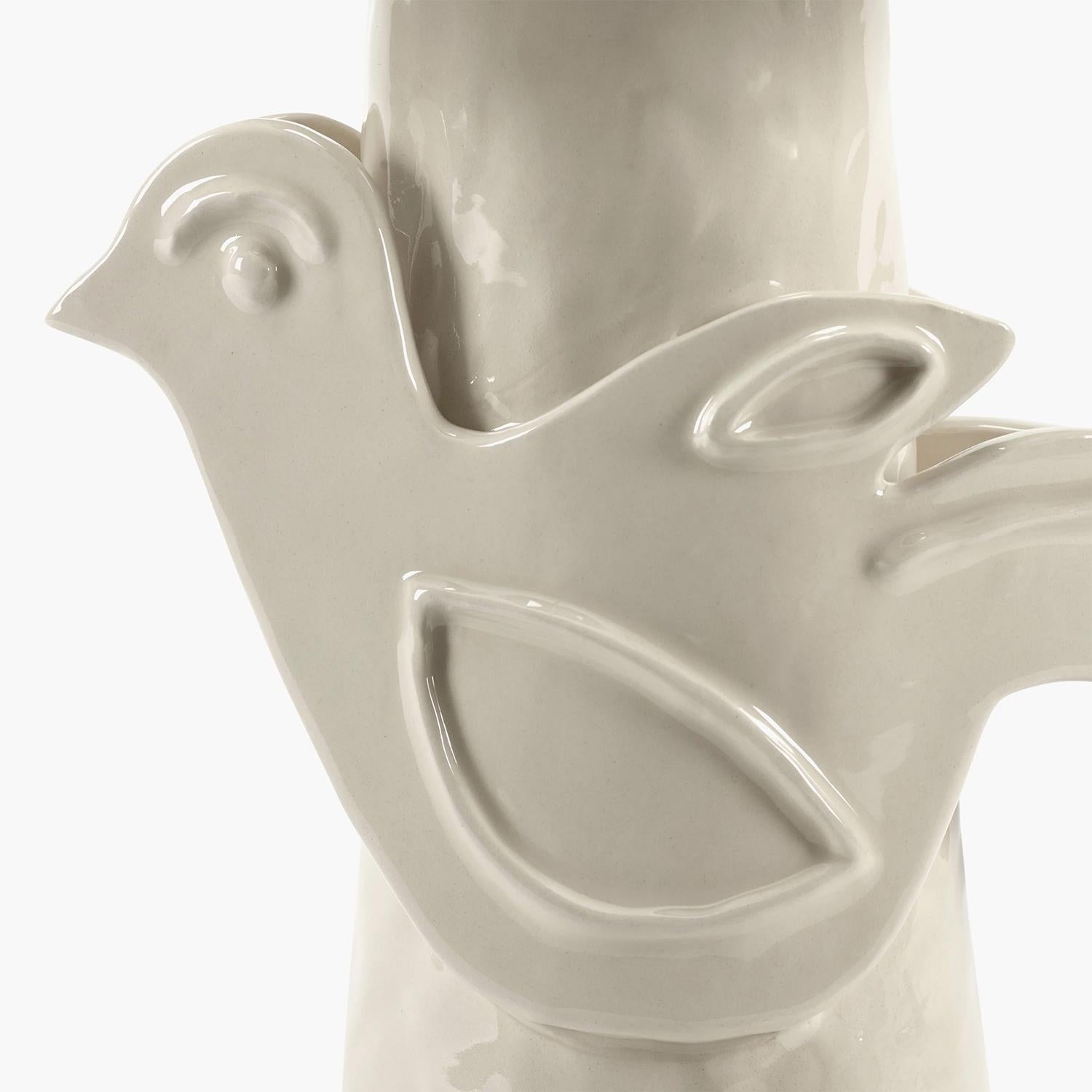 XXIe siècle et contemporain Lampe de table blanche crème oiseau en vente