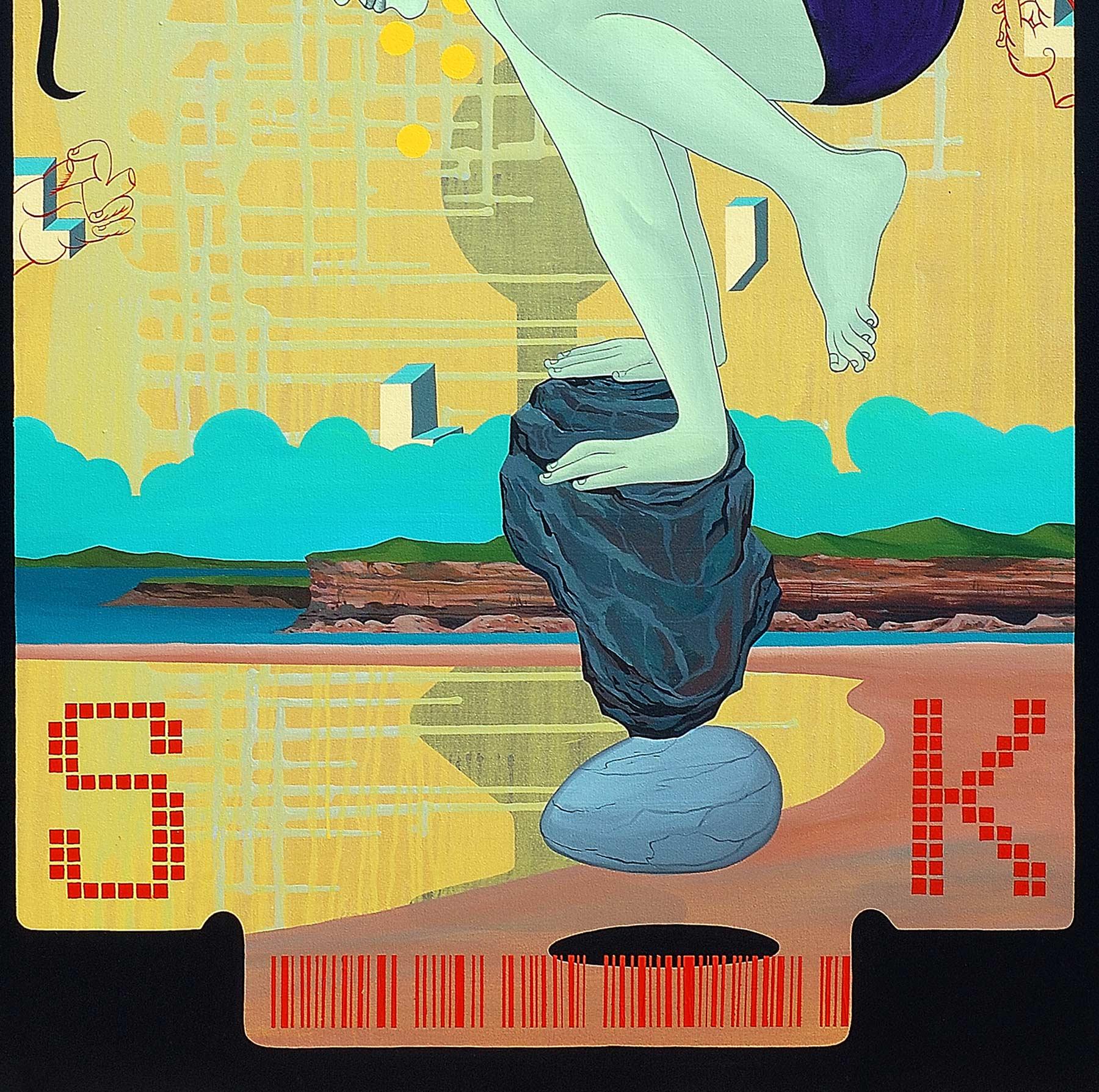 Risk The Time, Acrílico sobre Lienzo por Artista Indio Contemporáneo 