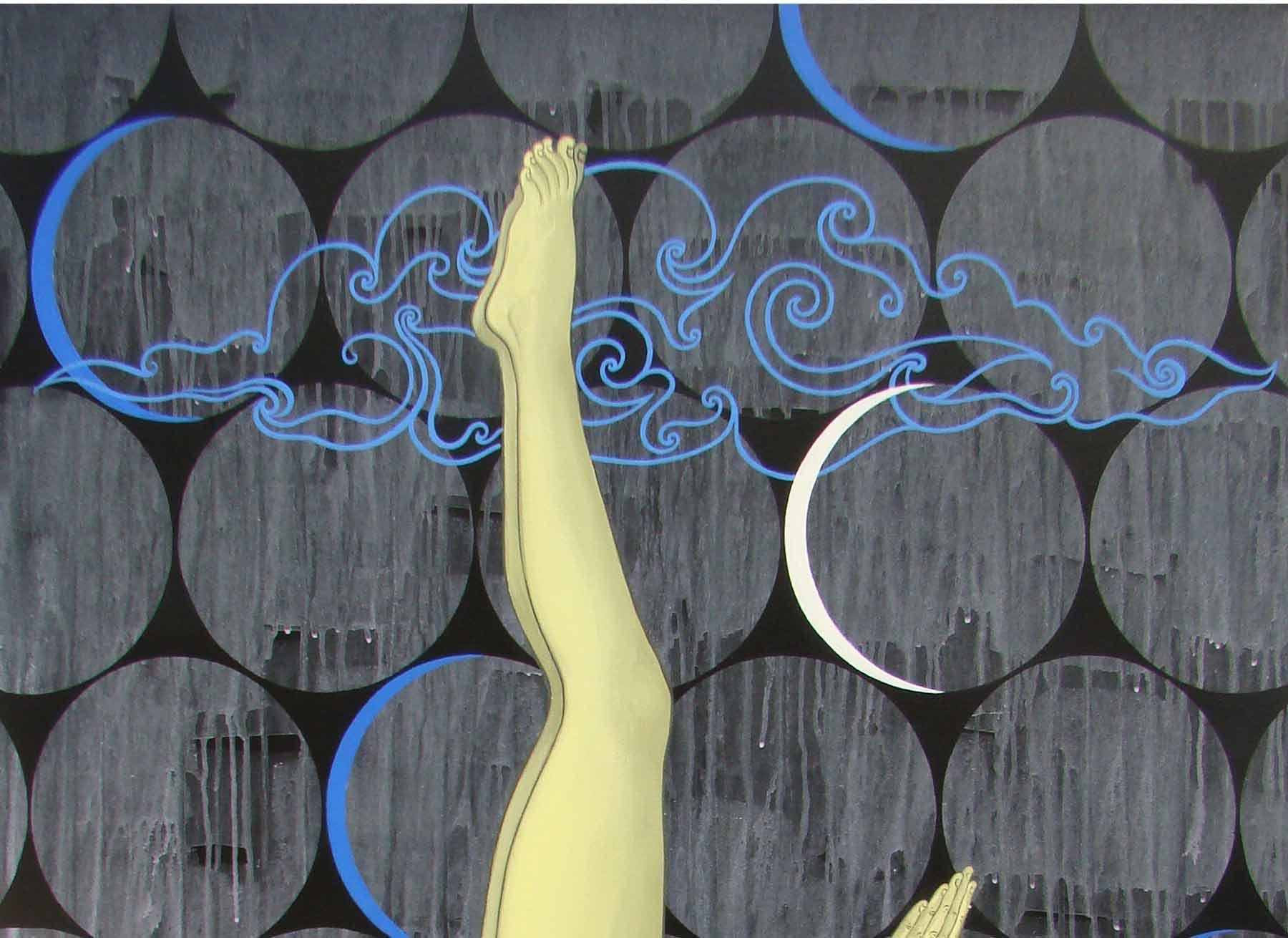 Ohne Titel, Acryl auf Leinwand von zeitgenössischem indischen Künstler „In Stock“ (Grau), Figurative Painting, von Birendra Pani