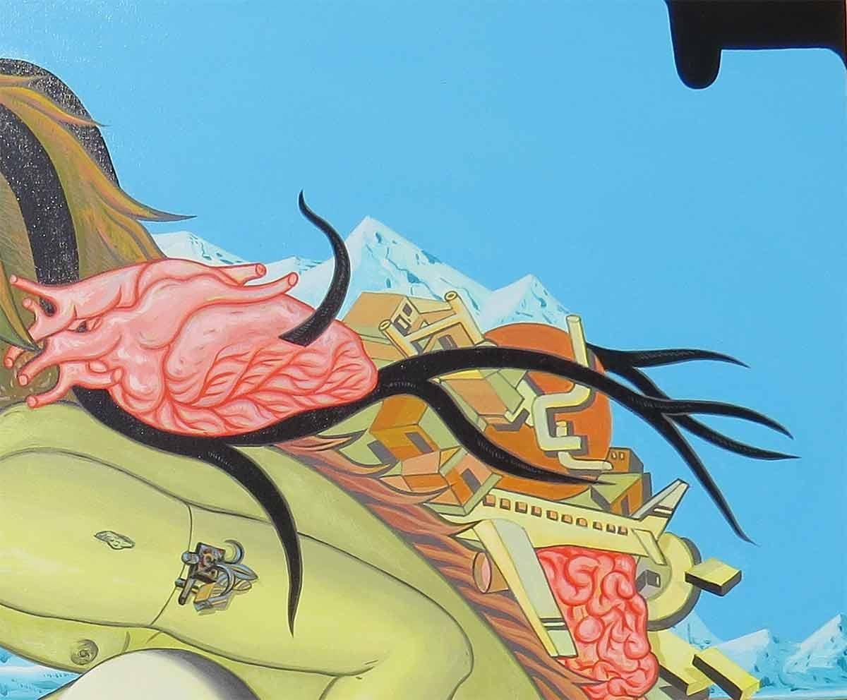 Viswaroopam Vuelve, Mitopoético, Varaha Avatara, Acrílico sobre Lienzo 