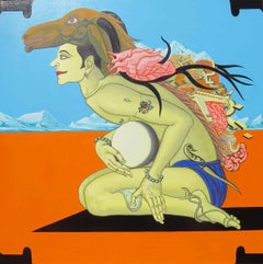 Viswaroopam Returns, Mythopoetic, Varaha Avatara, Acrylic on Canvas "In Stock"