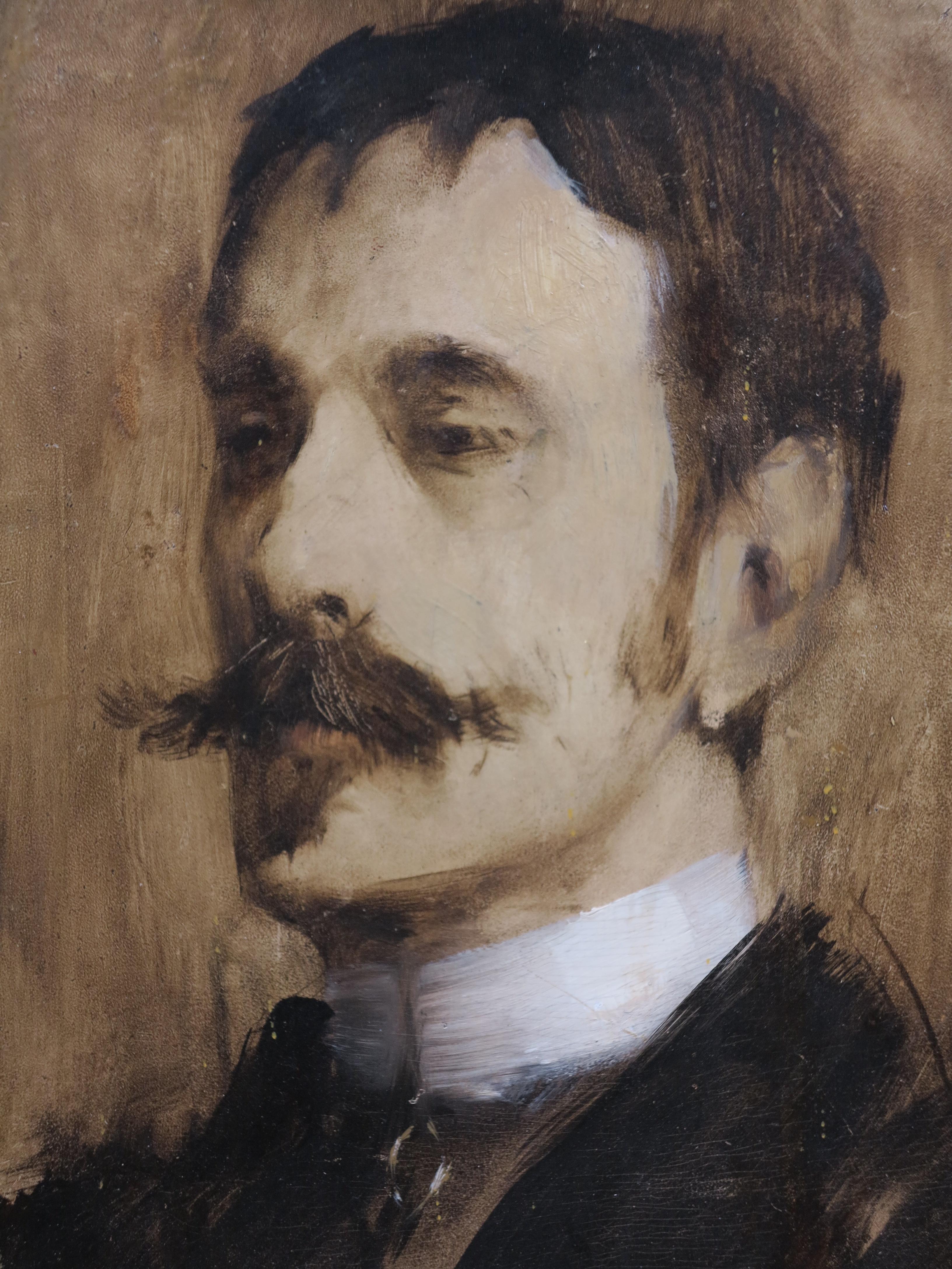  Portrait masculin (William Rapp) - Impressionnisme américain Painting par Birge Harrison