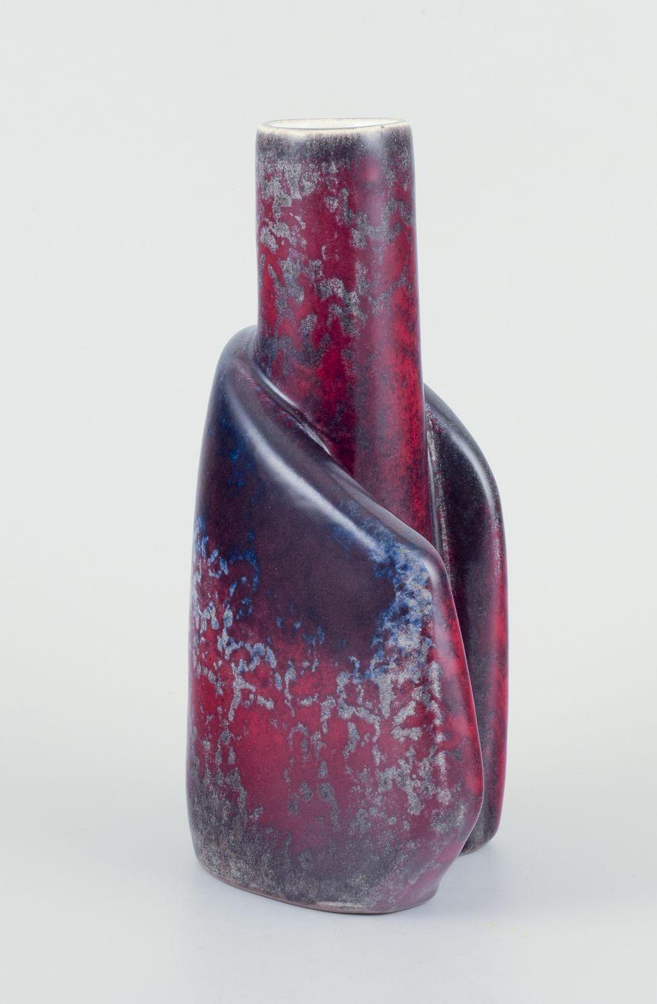 Scandinavian Modern Birger Åström, Swedish ceramicist. Unique ceramic vase. Organic shape For Sale