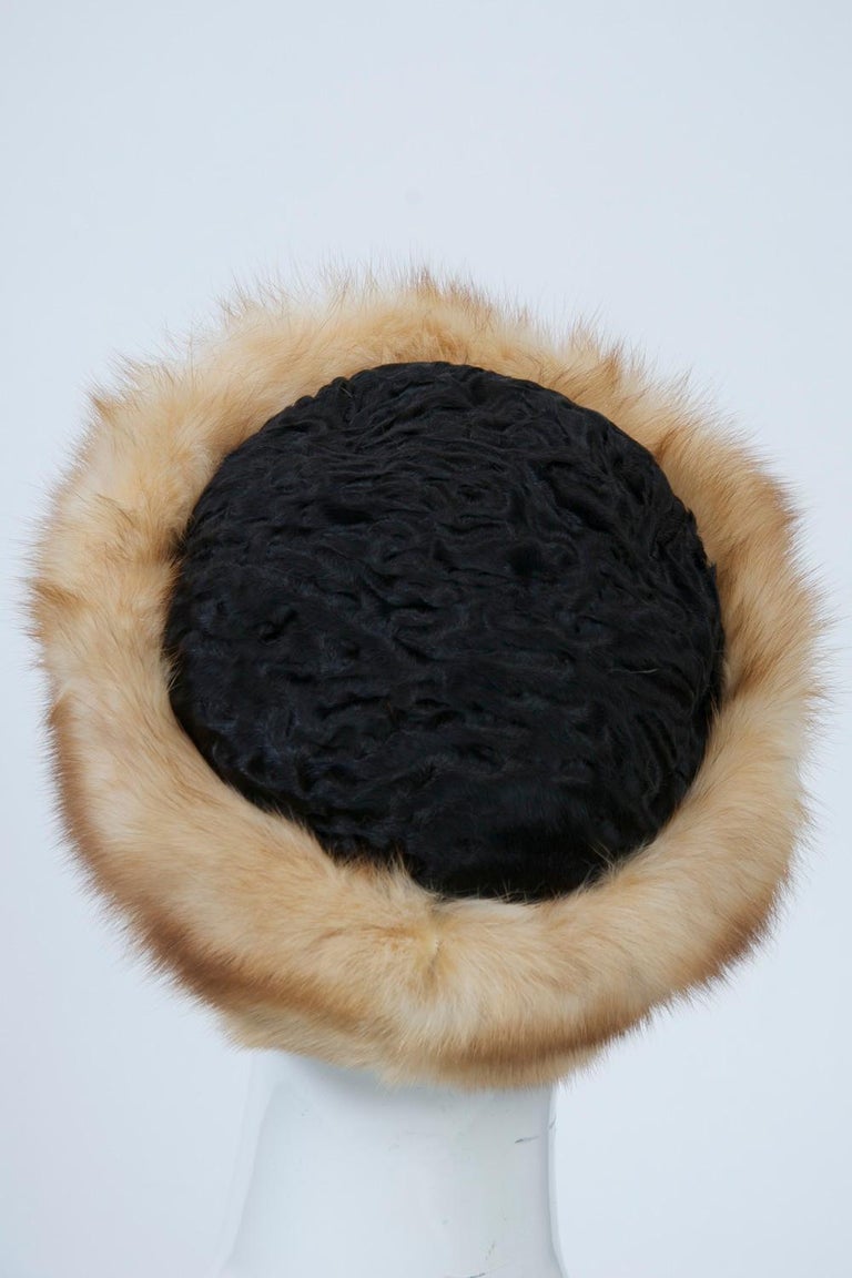 Vintage 1990s Birger Christensen Black Felt Hat with Brown Mink Fur Trim OSFM Mink Black Vintage Hats for Women for sale | eBay main image 3