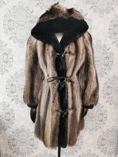 Birger christensen Waschbär Pelzmantel mit geschorenen Biber trimmen Größe 4-6