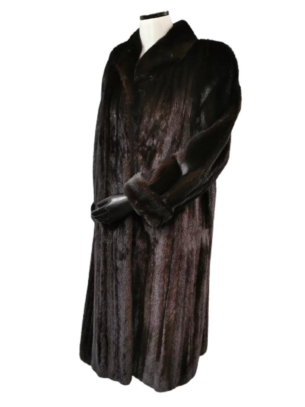 Nero Birger Christensen cappotto in pelliccia di visone del ranch taglia 8 in vendita