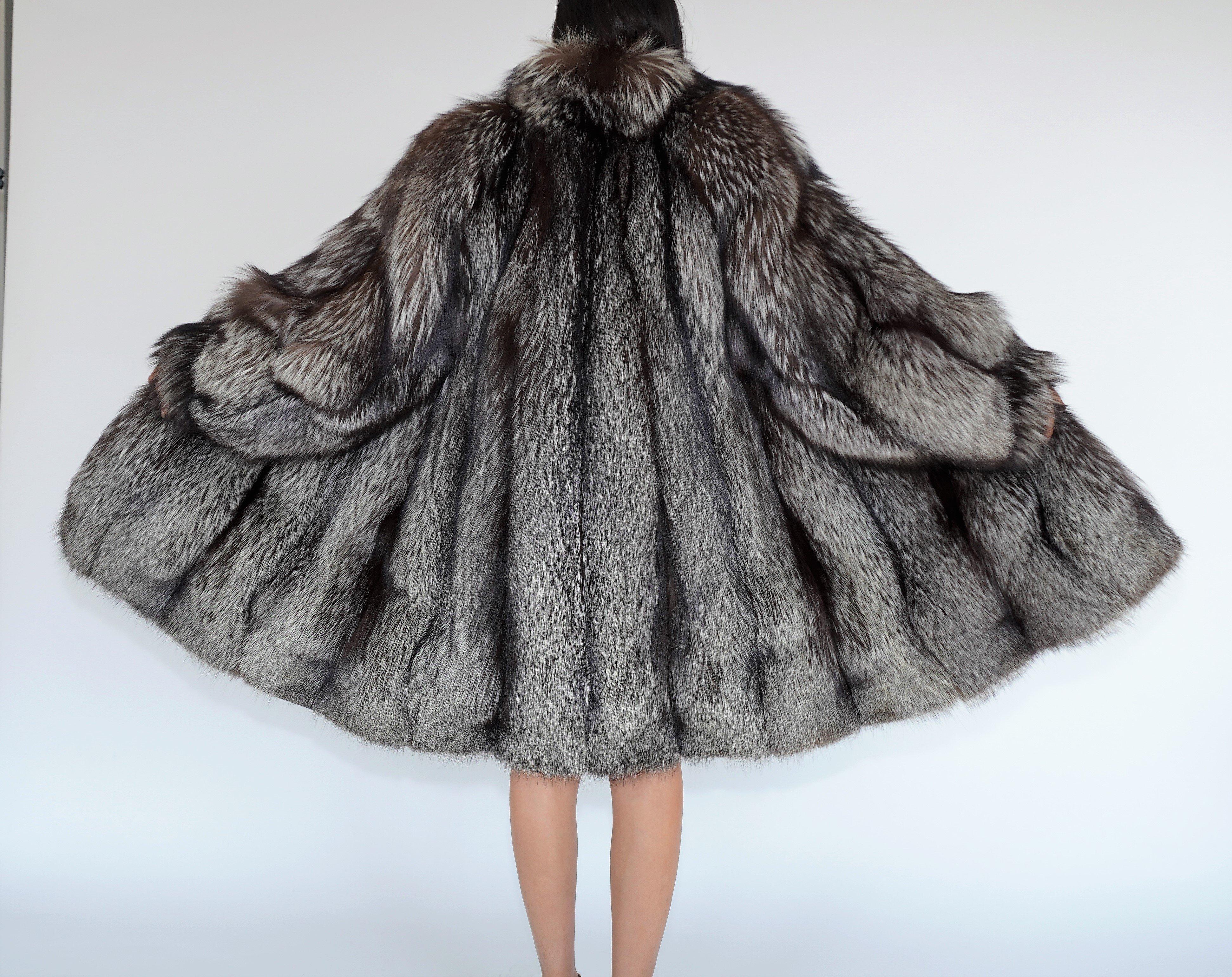 Birger christensen Silberfuchs Pelzmantel Größe 12 3