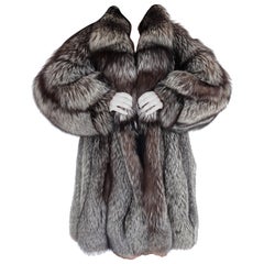 Brand new Siberian silver fox fur coat size 12