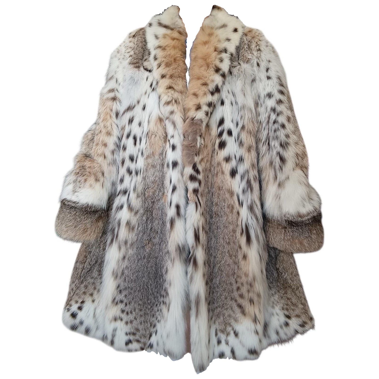 Birger Christensen white belly bobcat lynx fur coat 18/XL For Sale