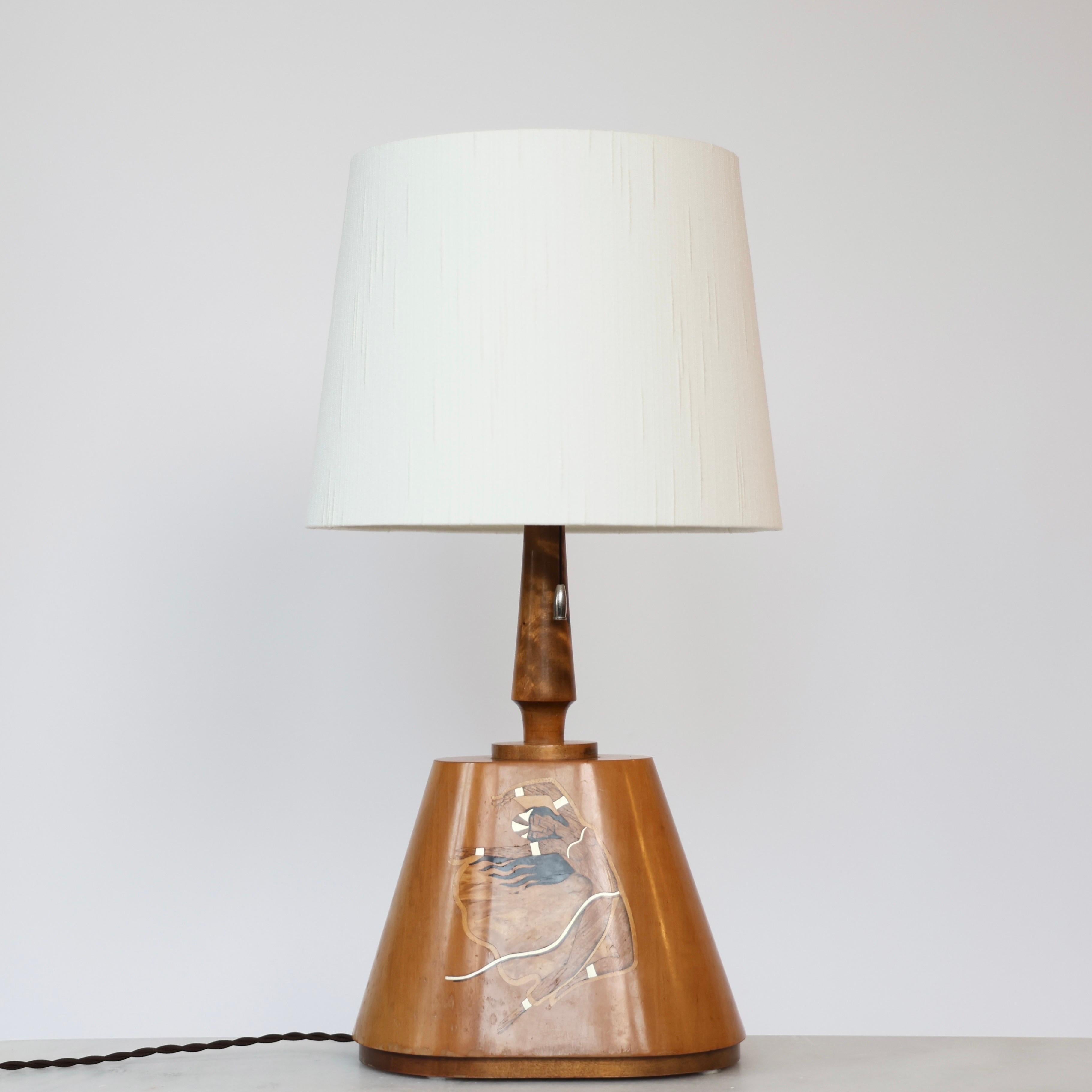 Lampe de table en intarsia de Birger Ekman, 1939, Suède État moyen - En vente à Værløse, DK