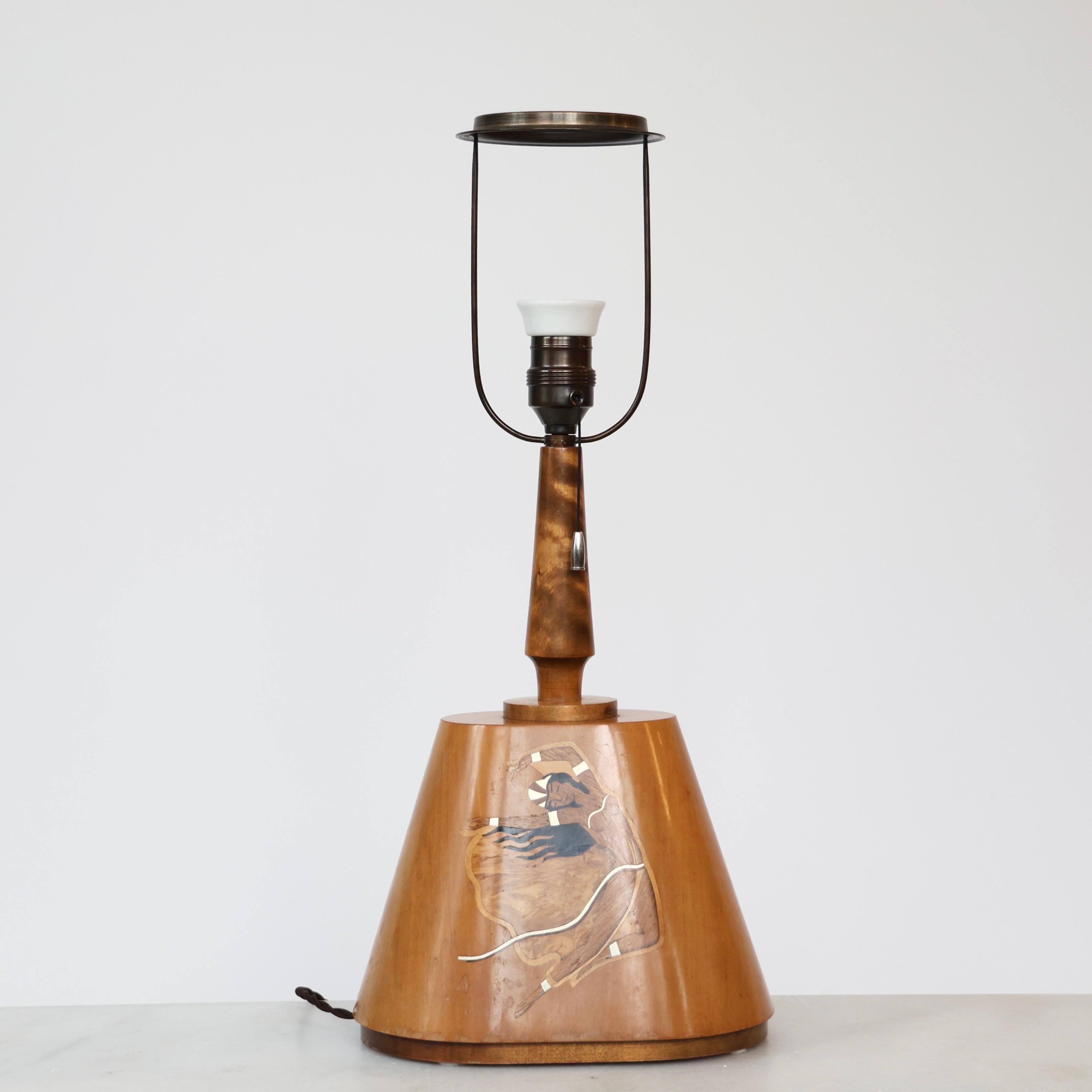 Milieu du XXe siècle Lampe de table en intarsia de Birger Ekman, 1939, Suède en vente