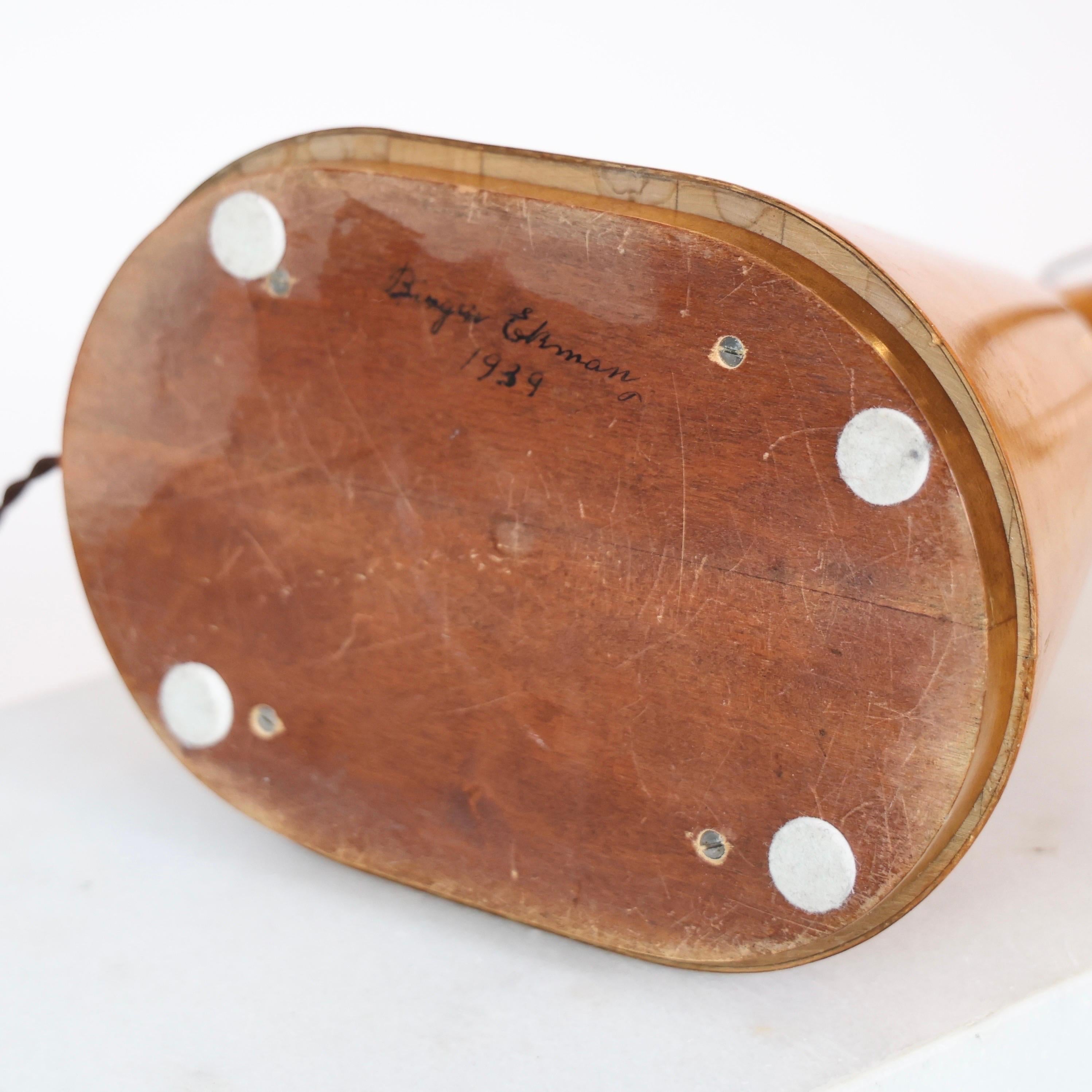 Lampe de table en intarsia de Birger Ekman, 1939, Suède en vente 1