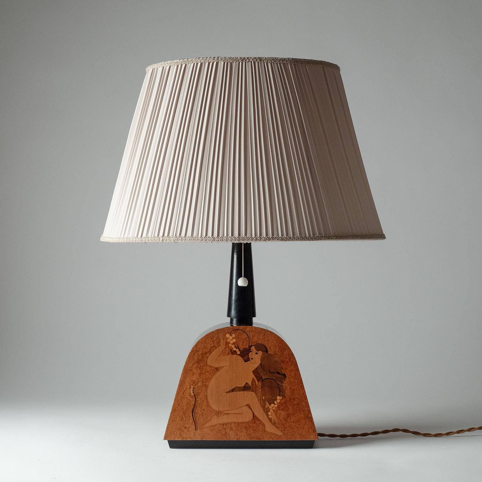 Mid-20th Century Birger Ekman Marquetry Table Lamp, 1939