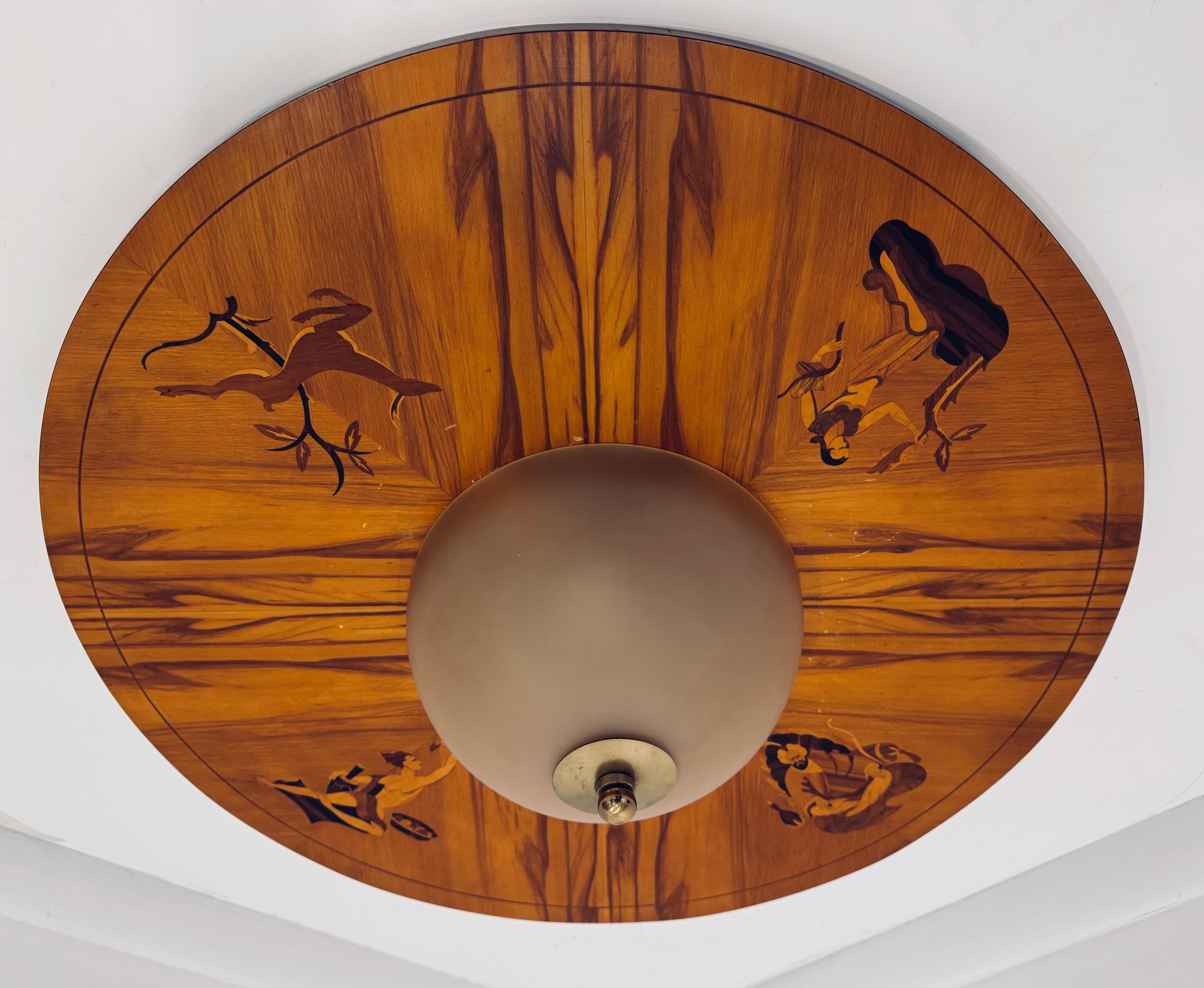 Birger Ekman Mjolby Swedish 1920s Art Deco Flush Ceiling Light For Sale 5