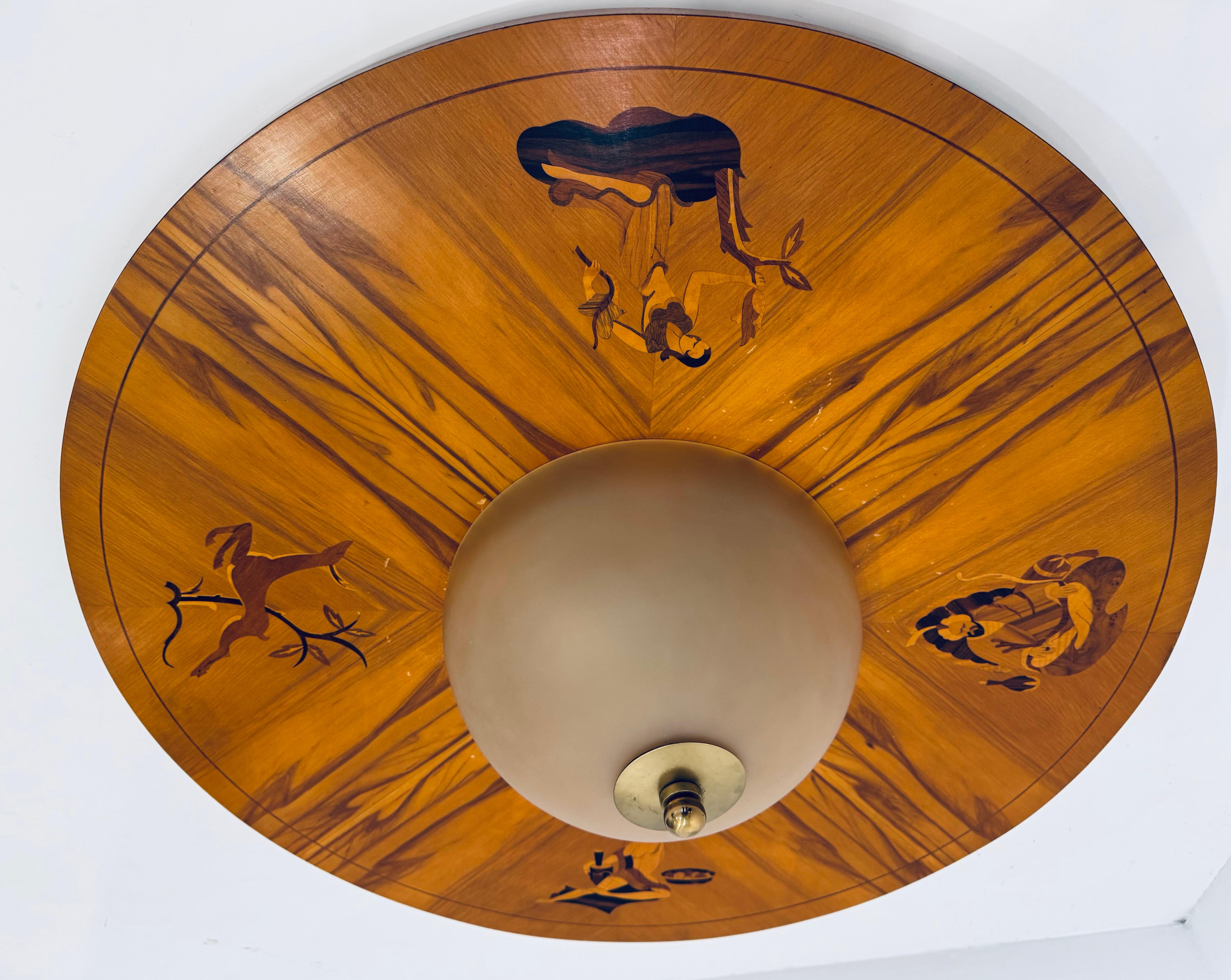Birger Ekman Mjolby Swedish 1920s Art Deco Flush Ceiling Light For Sale 6