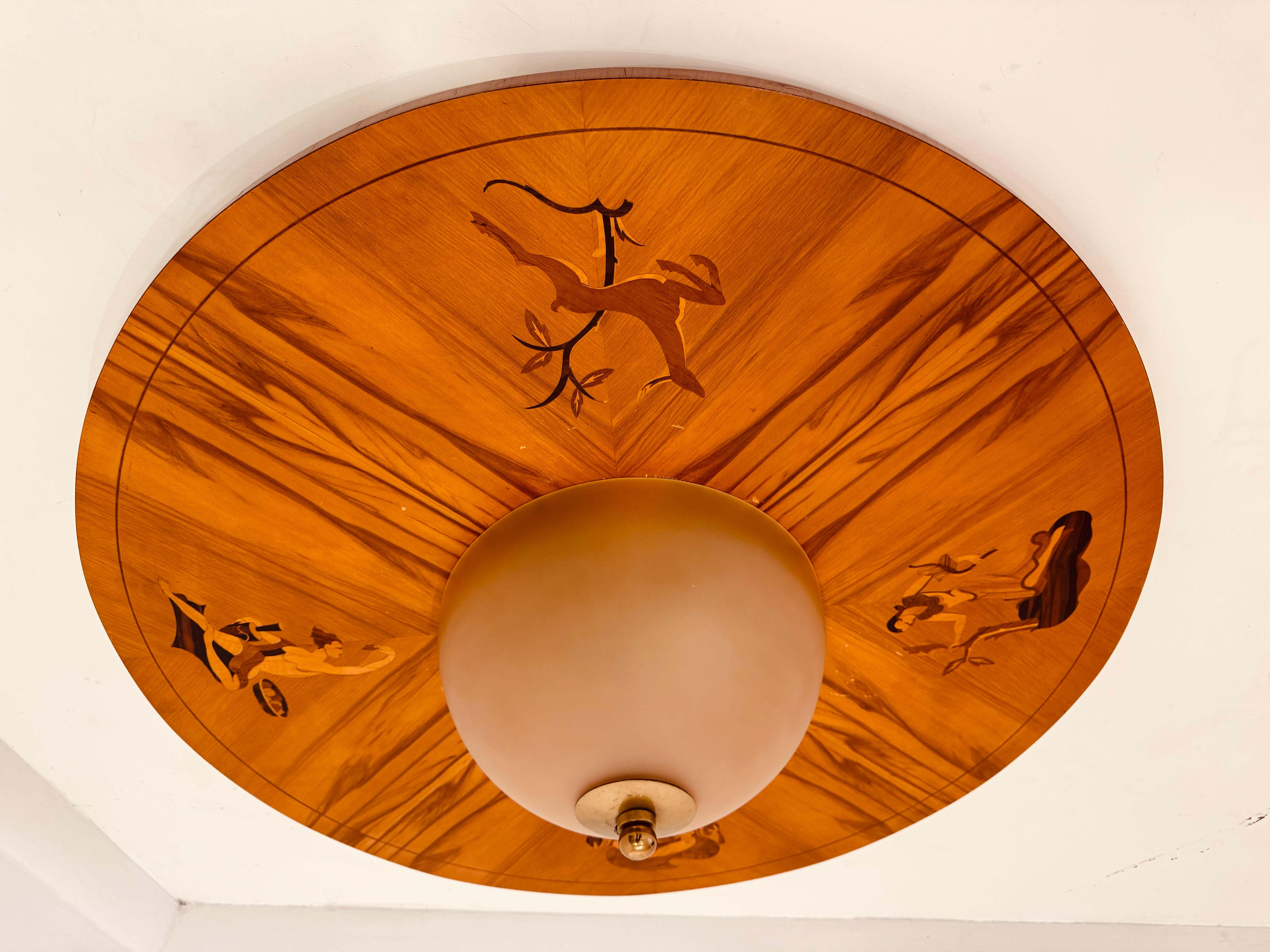 Birger Ekman Mjolby Swedish 1920s Art Deco Flush Ceiling Light For Sale 7