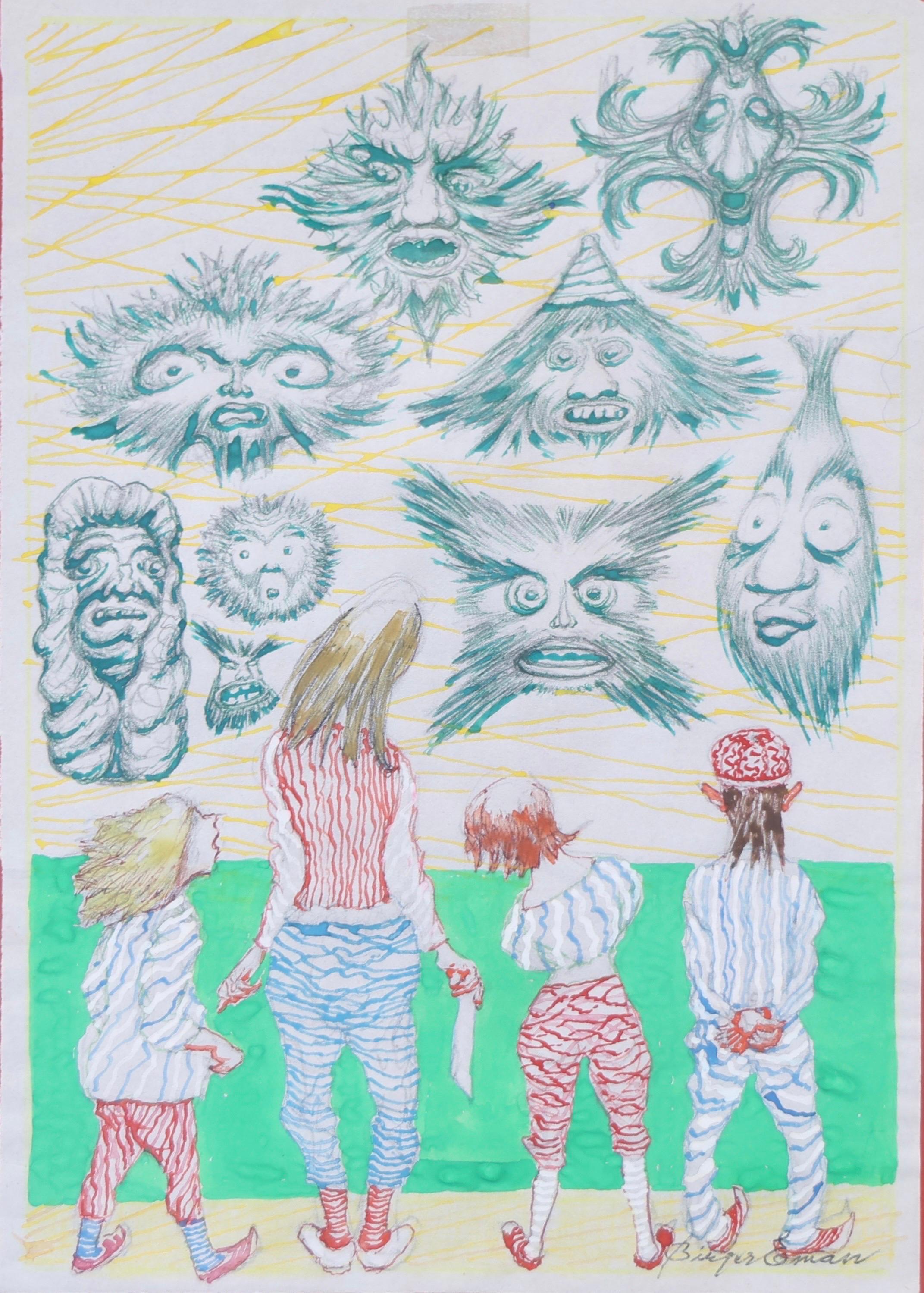 Birger Ekman Surrealistische Aquarellmalerei, 1940er Jahre, Schweden im Angebot 4