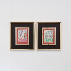 Pinturas surrealistas en acuarela de Birger Ekman, década de 1940, Suecia