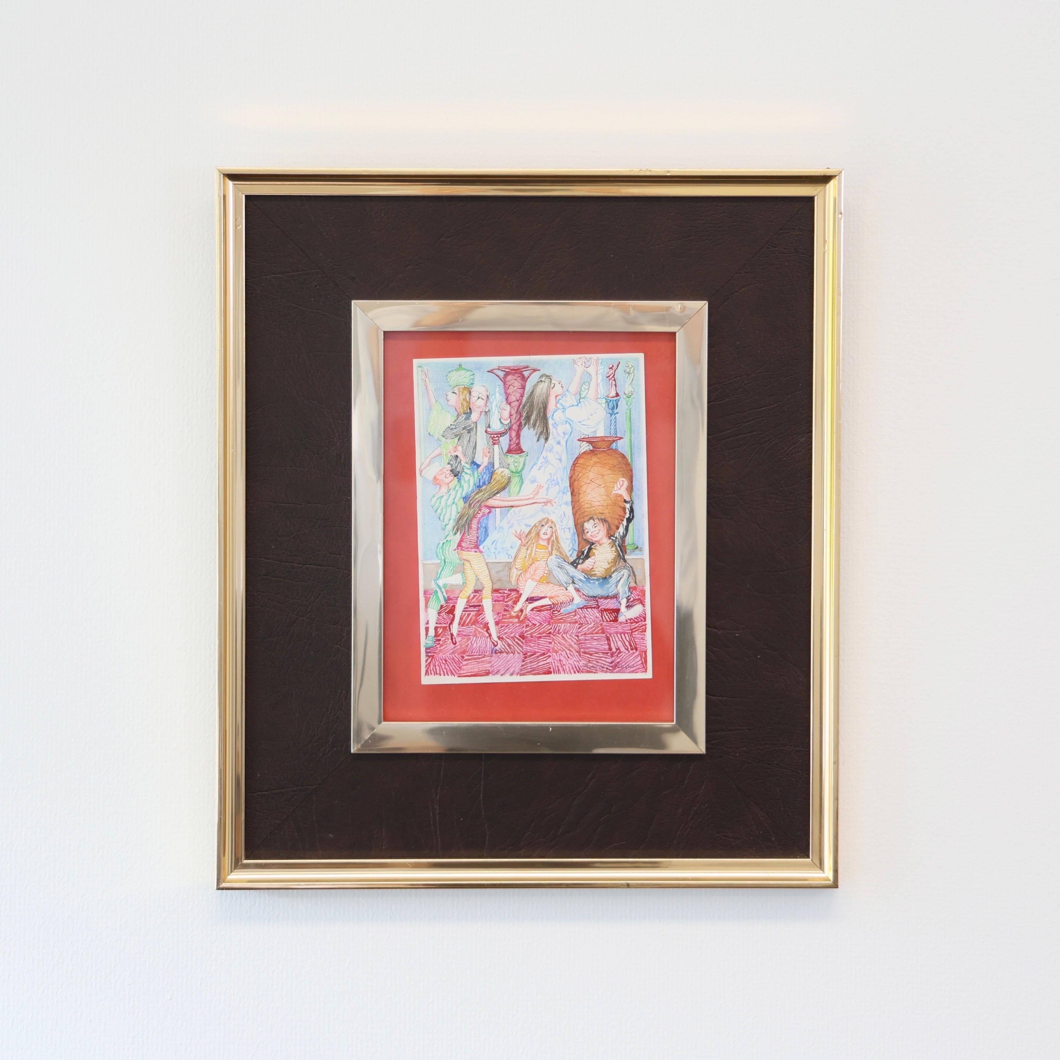Birger Ekman Surrealistische Aquarellmalerei, 1940er Jahre, Schweden (Papier) im Angebot