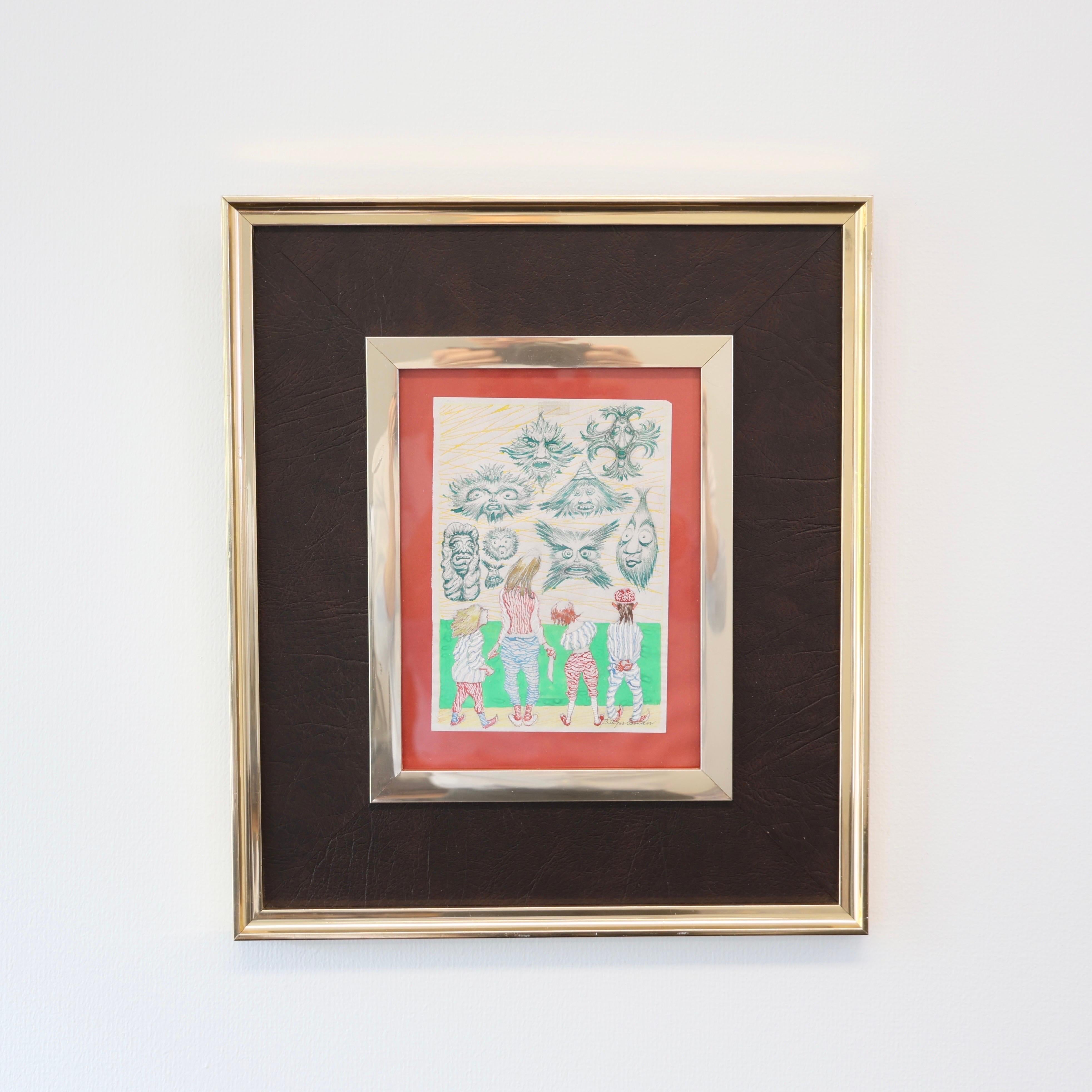Birger Ekman Surrealistische Aquarellmalerei, 1940er Jahre, Schweden im Angebot 1