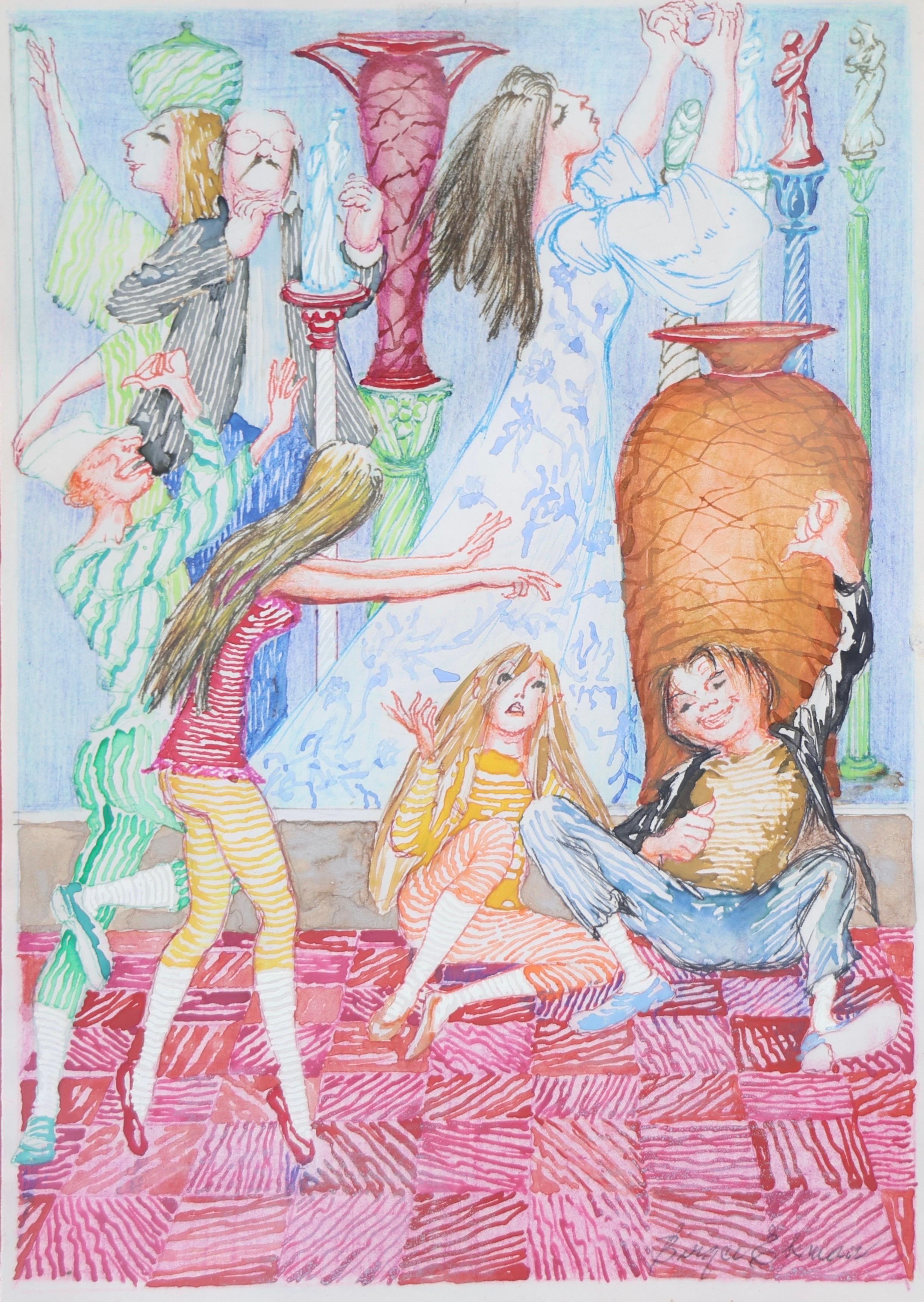 Birger Ekman Surrealistische Aquarellmalerei, 1940er Jahre, Schweden im Angebot 2
