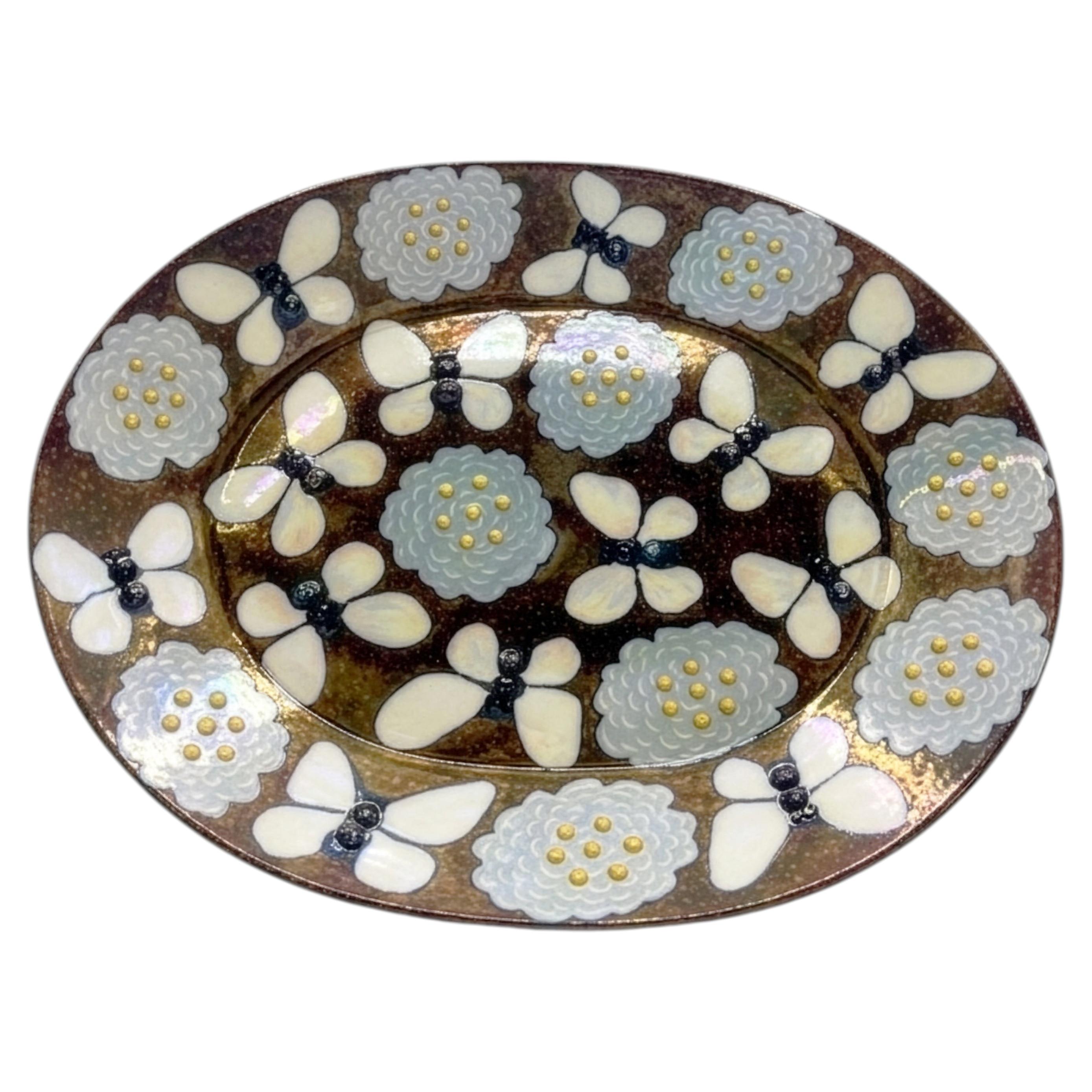 Birger Kaipiainen Butterfly Ceramic Platter for Arabia, Signed, Finland, 1982