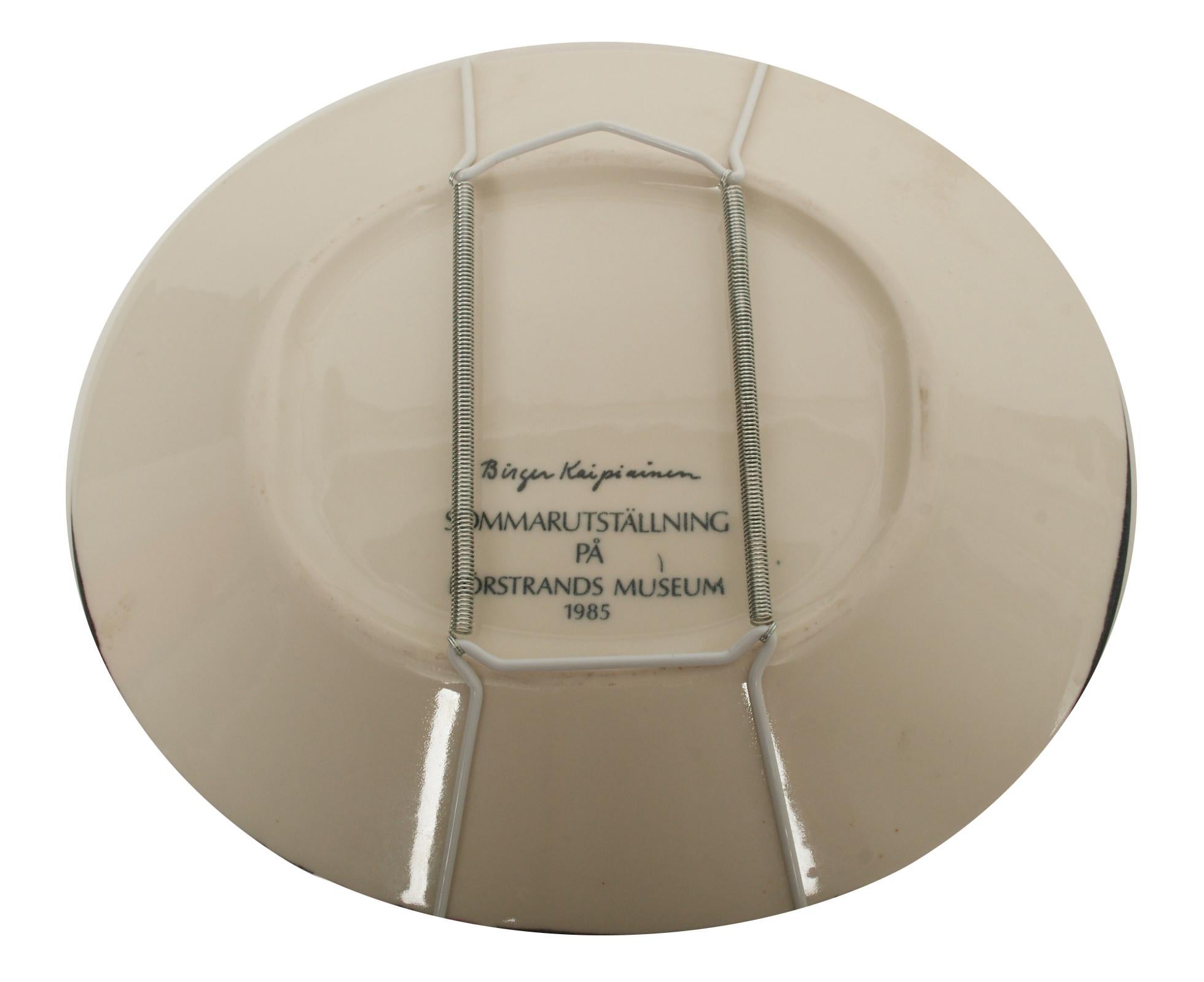 Stoneware Birger Kaipiainen Ceramic Plate with Flower and Beaded Detailing Rörstrand For Sale