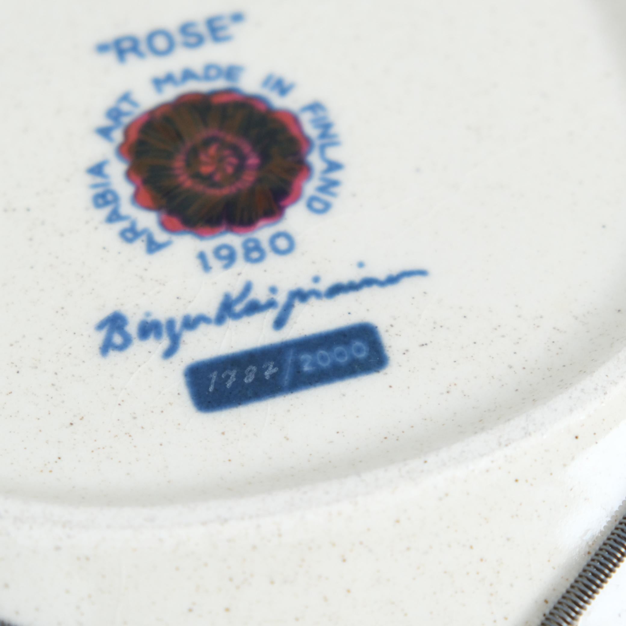 Birger Kaipiainen Vaisselle décorative numérotée Fiori & Rose, Arabie 1980 en vente 5