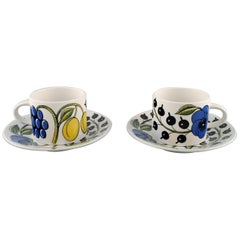Birger Kaipiainen for Arabia, Two "Paratiisi" Cups with Saucers in Porcelain