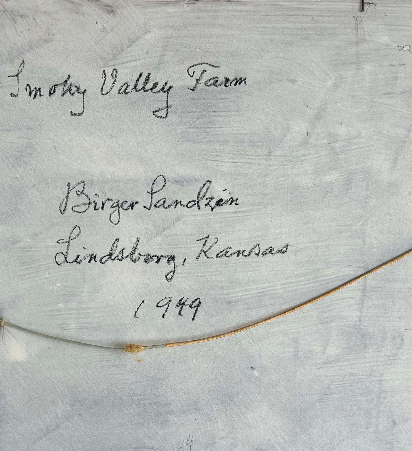 Smoky Valley Farm, Lindsborg Kansas 1949 Oil on Panel Hay Shocks Farmhouse Trees For Sale 5