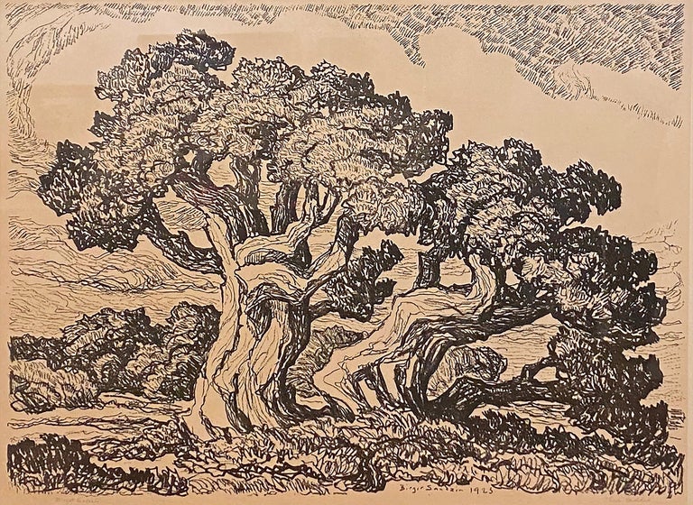 Birger Sandzen Landscape Print - Three Cedars