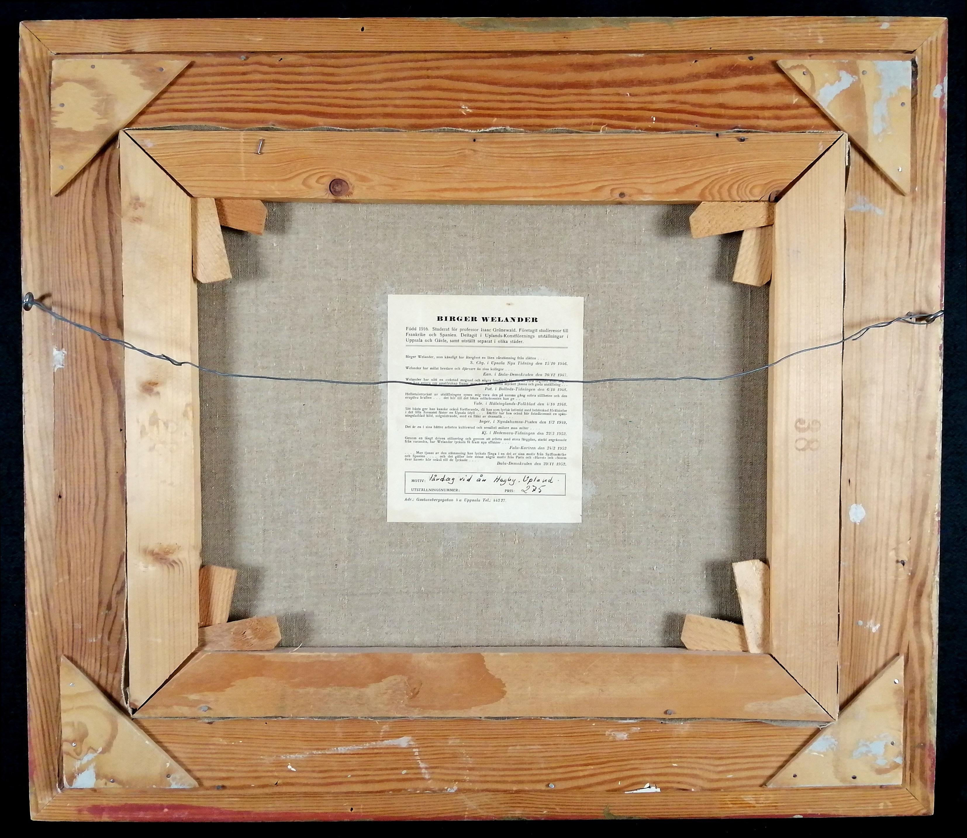 Landschaft mit zwei Bäumen - Mitte des 20. Jahrhunderts Modernes kubistisches schwedisches Ölgemälde im Angebot 3