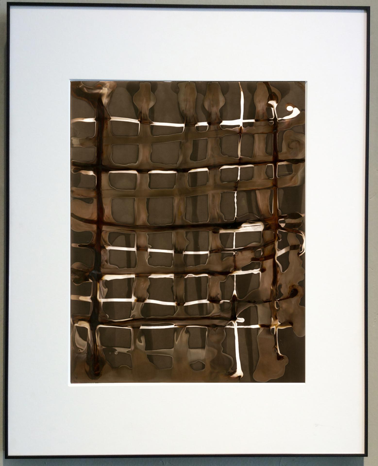 Raster. No 11 ( zeitgenössische gerahmte abstrakte Grid in Schwarz & Kaffee) – Photograph von Birgit Blyth