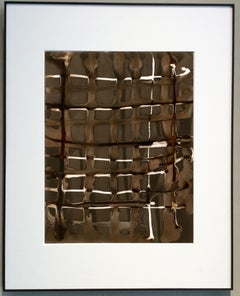 Grid. No 11 (Contemporary Framed Abstract Grid in Black & Coffee)