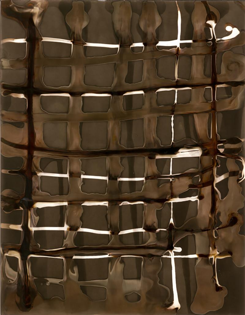 Birgit Blyth Abstract Photograph - Grid. No 11 (Contemporary Framed Abstract Grid in Black & Coffee)