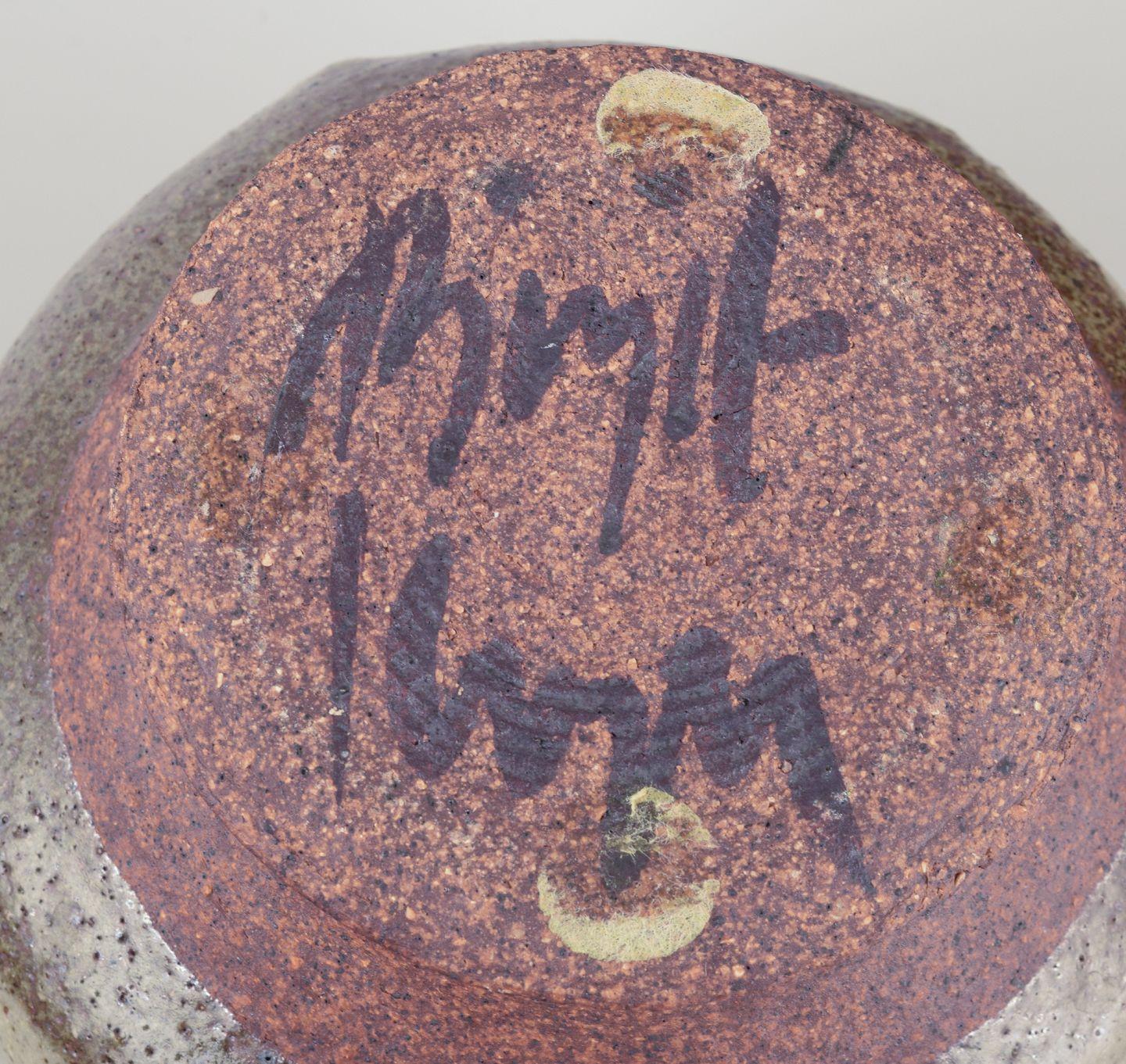Ceramic Birgit Krog, Danish ceramist. Hexagonal ceramic vase in raku technique. For Sale
