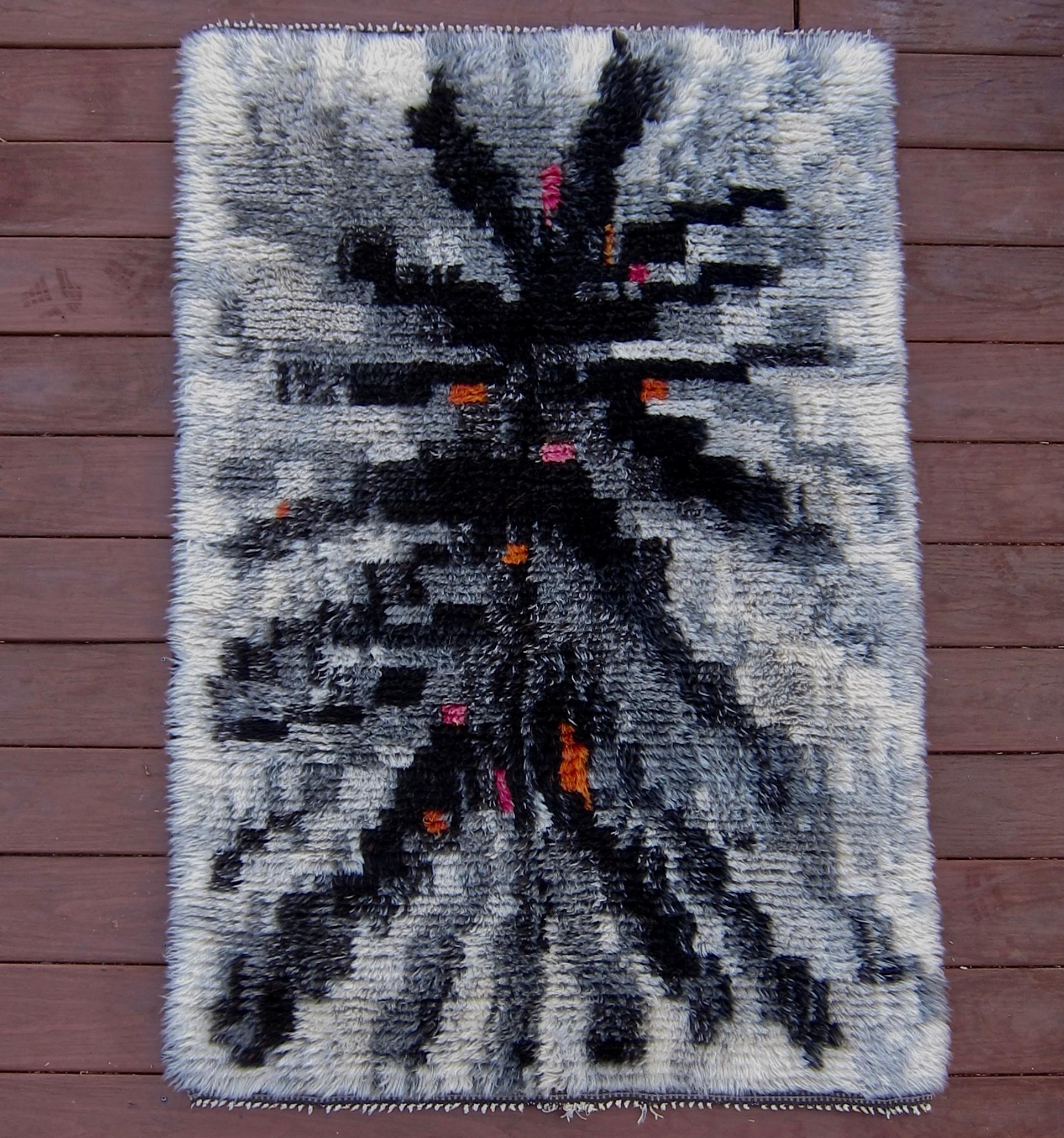 Mid-Century Modern Birgitta Salenius Tapis Rya Alaska du milieu du siècle pour NIAB of Sweden