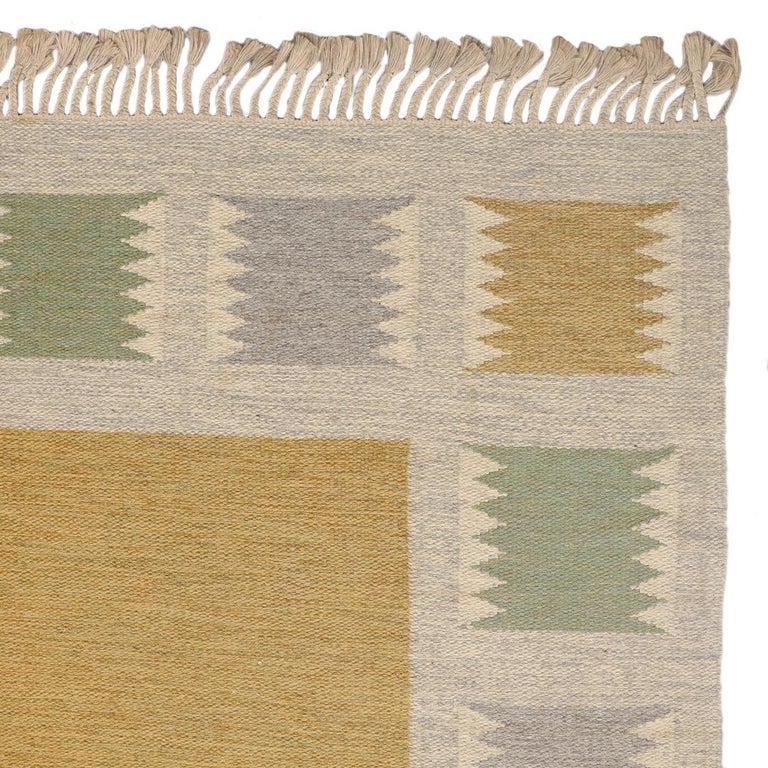 Hand-Woven Birgitta Södergren Large Midcentury Swedish flatweave rug, Hand Woven Wool, 1950