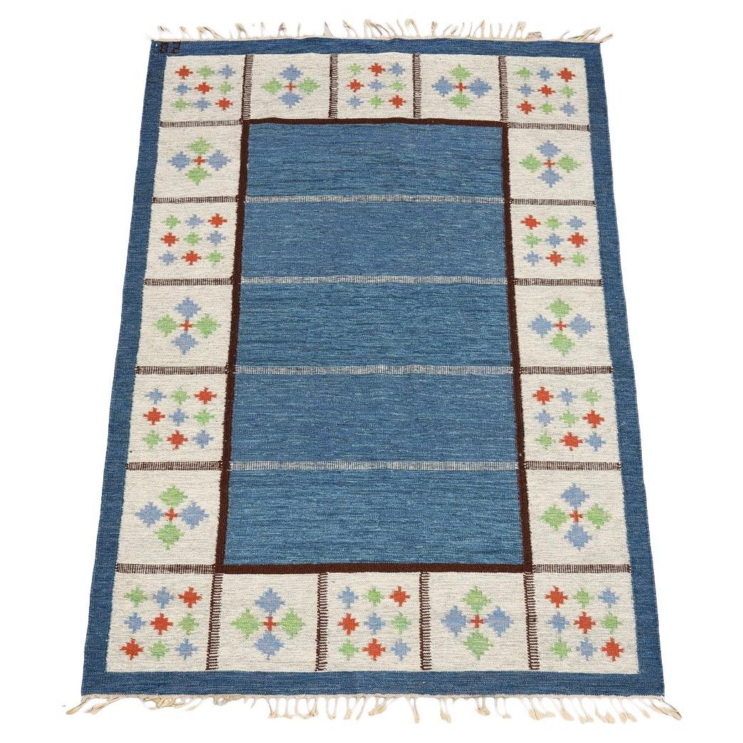 Birgitta Södergren Midcentury Flatweave Rölakan Handwoven Wool Rug Sweden, 1950s