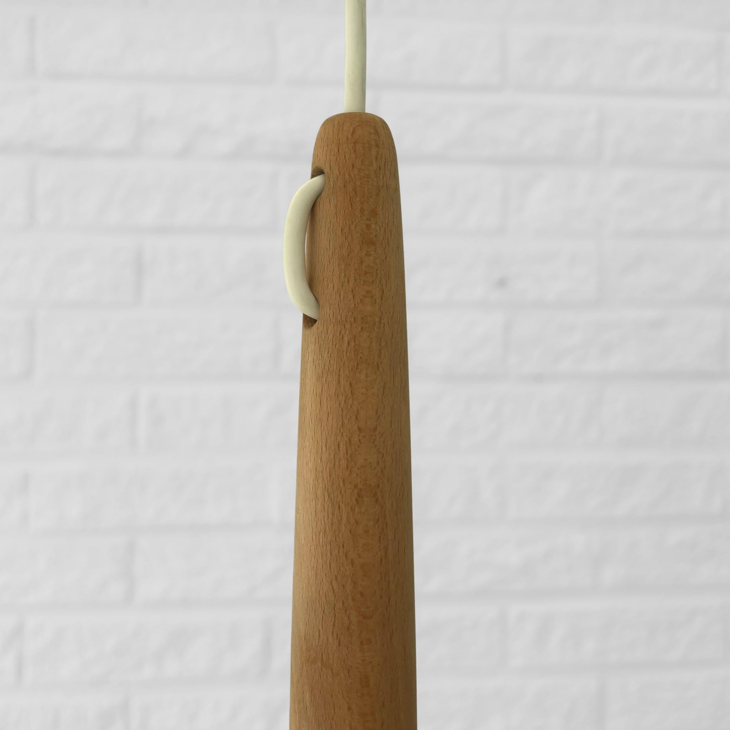Birgitta Sorbon Malmsten pendant lamp Kjolen, parchment & oak, Sweden, 1950s For Sale 4