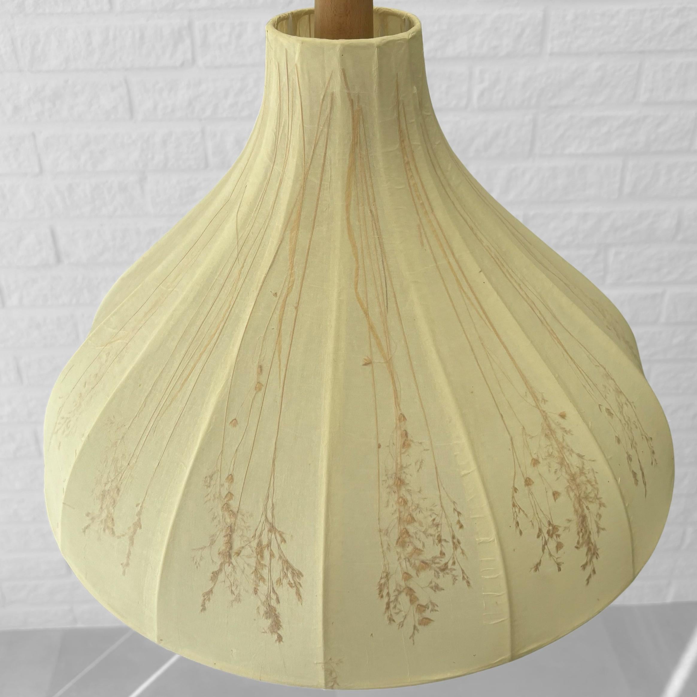 Oak Birgitta Sorbon Malmsten pendant lamp Kjolen, parchment & oak, Sweden, 1950s For Sale