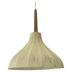 Birgitta Sorbon Malmsten pendant lamp Kjolen, parchment & oak, Sweden, 1950s