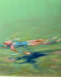 " Galleggiando nel blu " Olio cm. 30 x 30