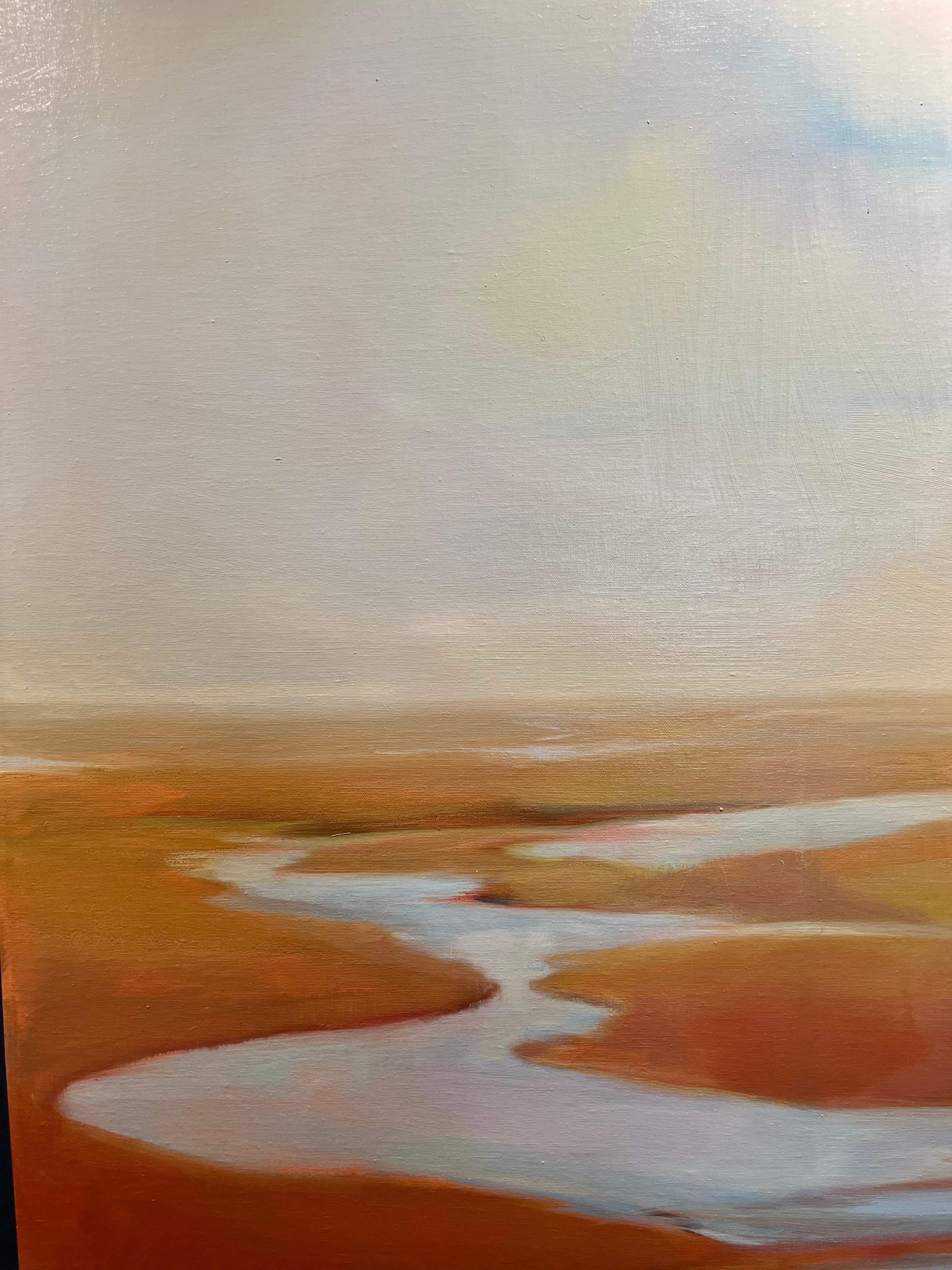 Large aerial landscape of the northern European sea
Orange, red, brown
Birgitte LYKKE MADSEN (Odense, Denmark, 1960)

1981-86, Educated from the Academy of Fine Arts, Odense
First solo exhibition in 1983

Artist statement:

“I am a painter. I am
