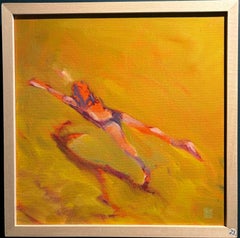 "Nuotatrice-Giallo"  cm. 30 x 30  olio su tela 