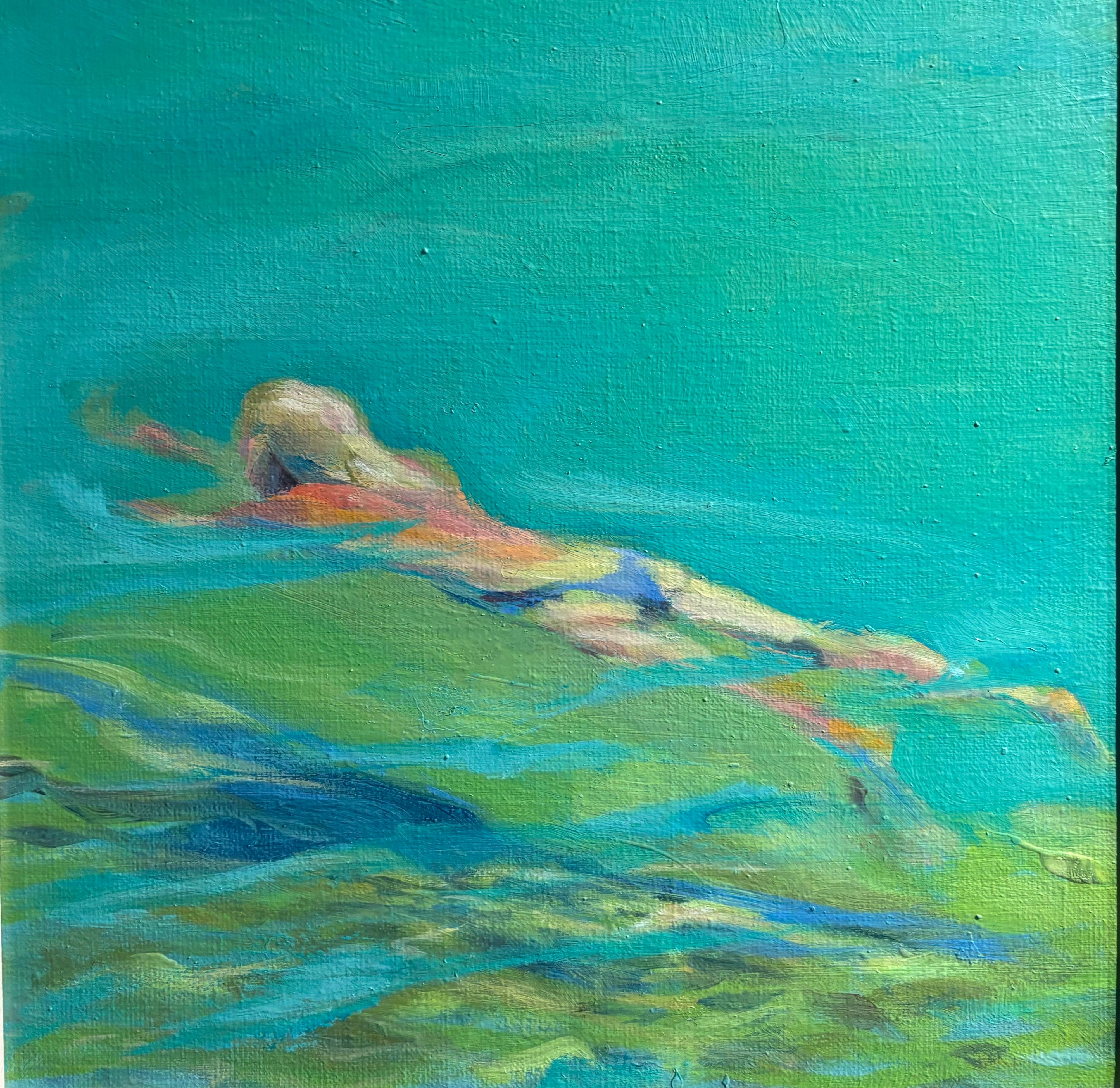 „Nuotatrice“ Olio cm. 30 x 30   – Painting von Birgitte Likke Madsen