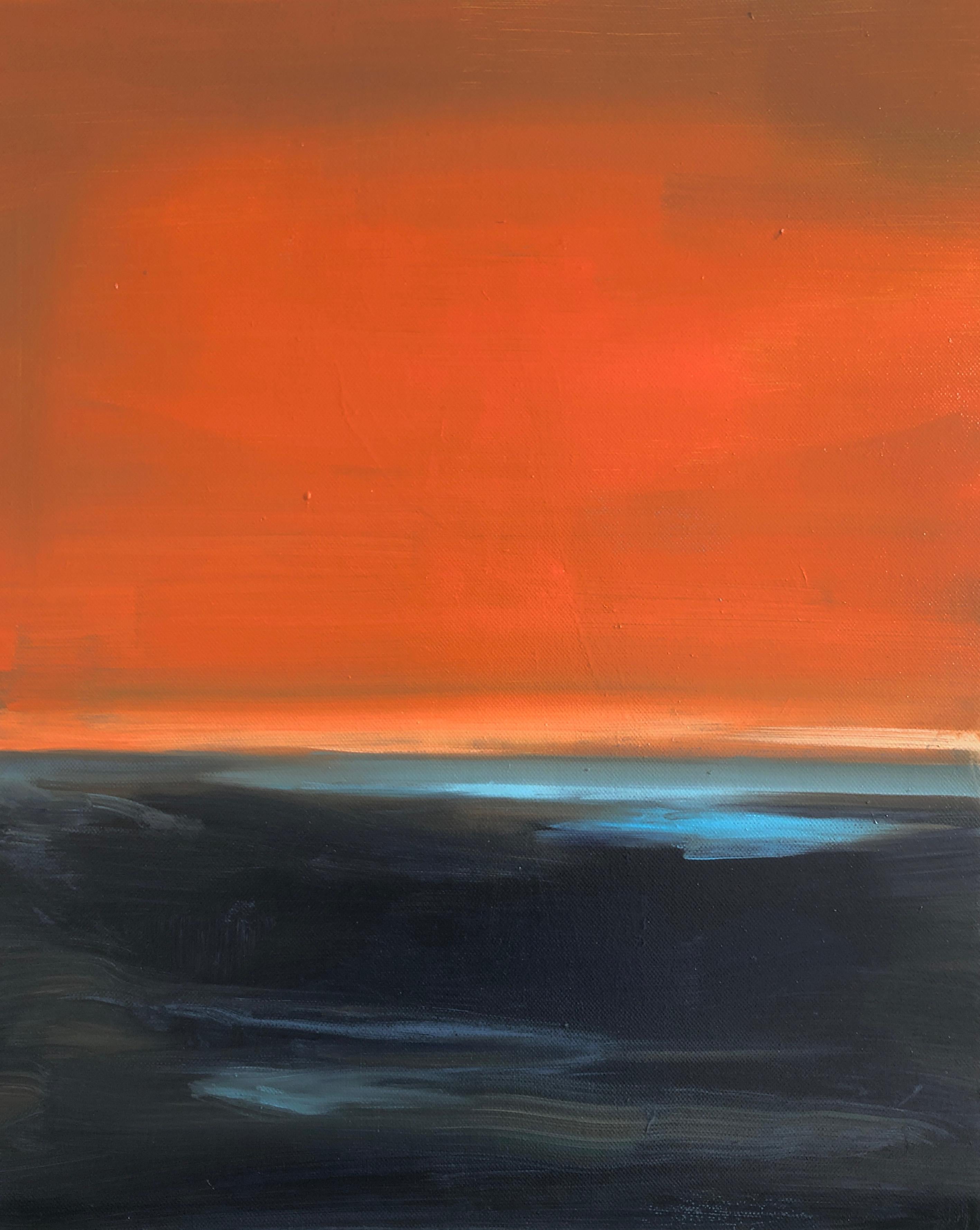 „Paesaggio arancione e blu“ cm. 45 x 55  2022 – Painting von Birgitte Likke Madsen