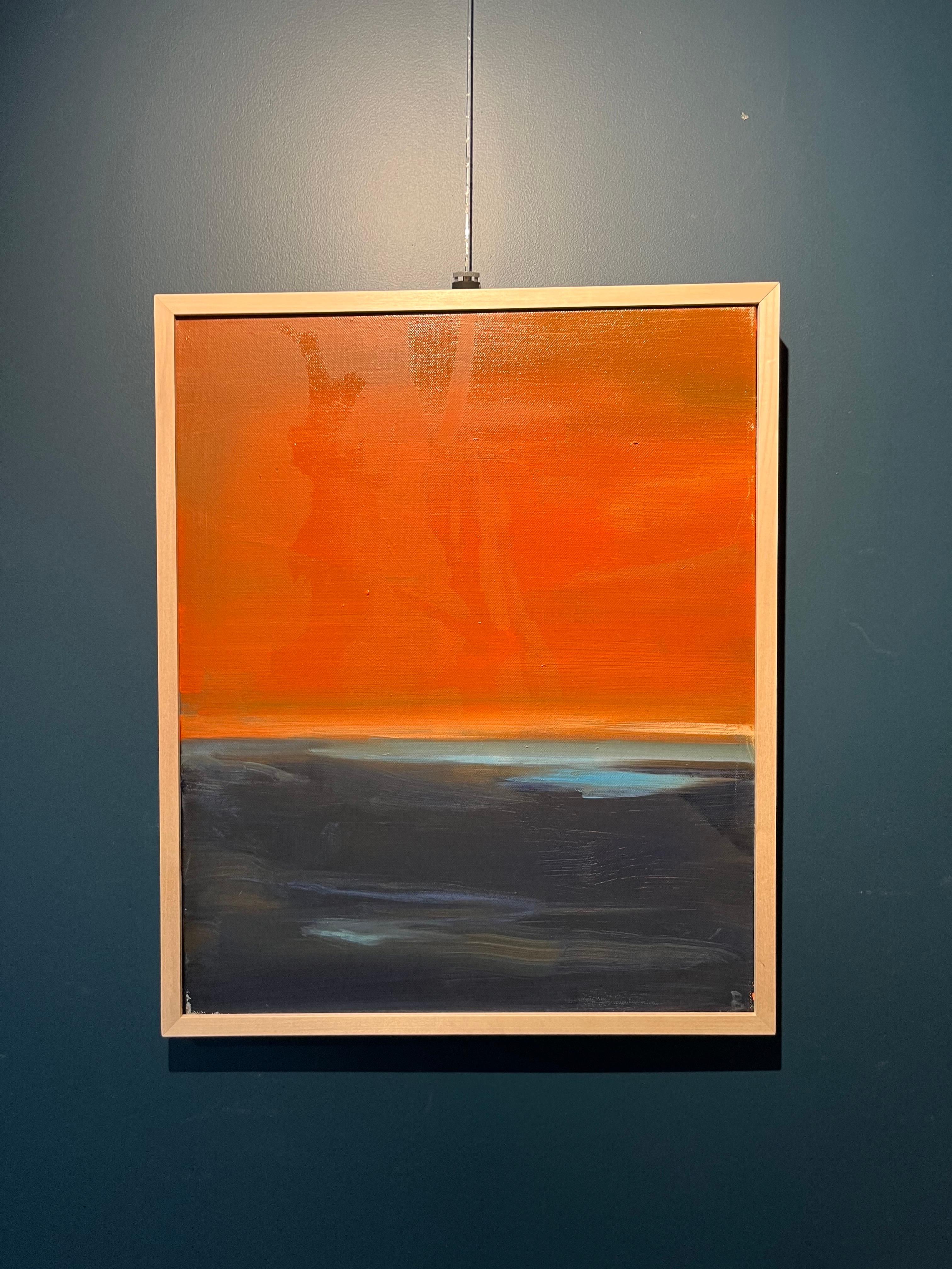 „Paesaggio arancione e blu“ cm. 45 x 55  2022 (Sonstige Kunststile), Painting, von Birgitte Likke Madsen